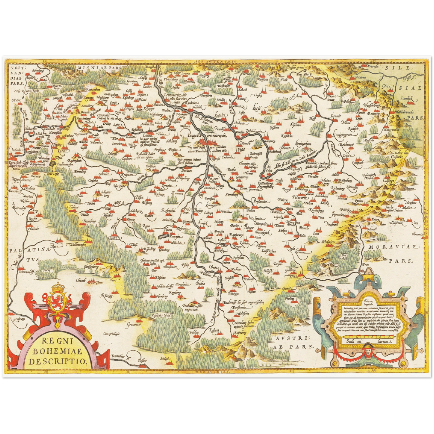 Historische Landkarte Böhmen um 1609