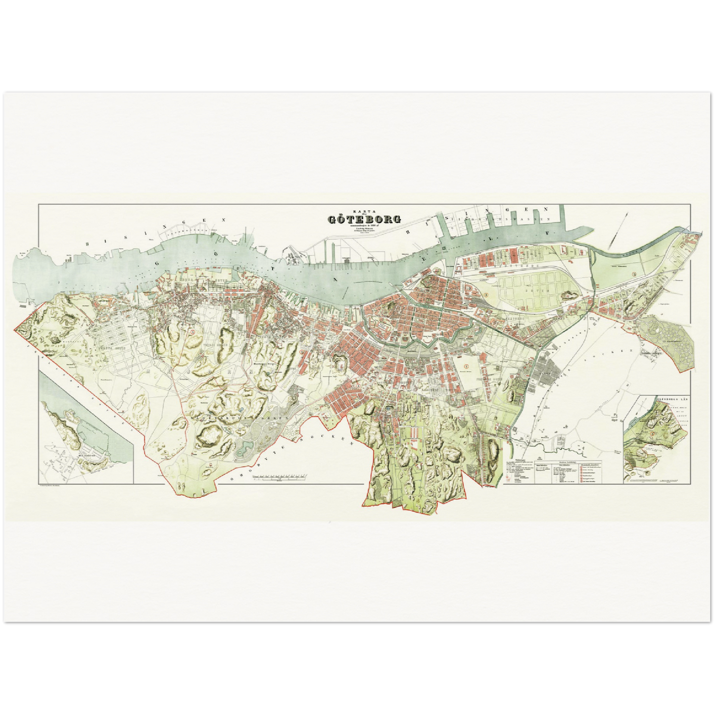 Historischer Stadtplan Göteborg um 1888