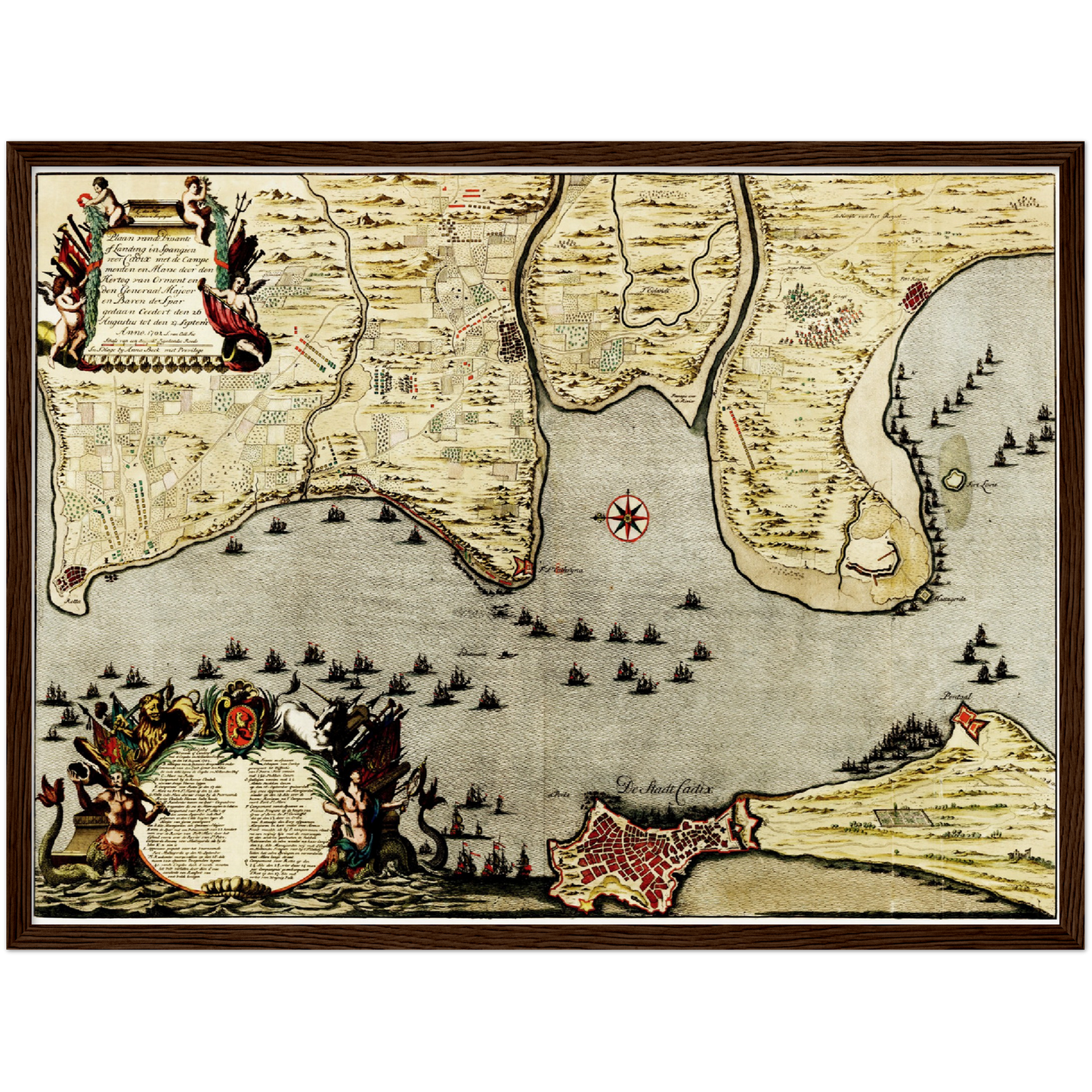 Historischer Stadtplan Cadiz um 1700