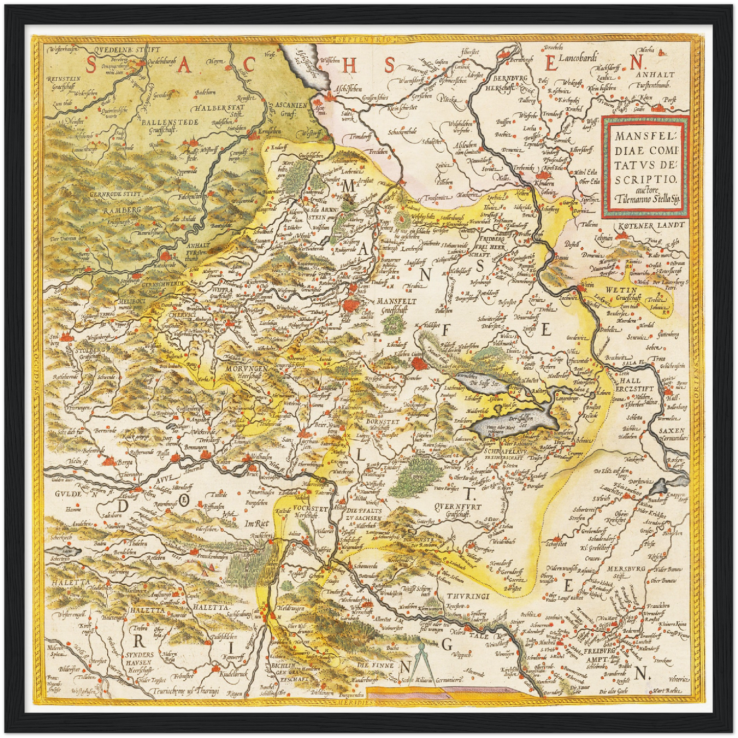 Historische Landkarte Mansfeld um 1609