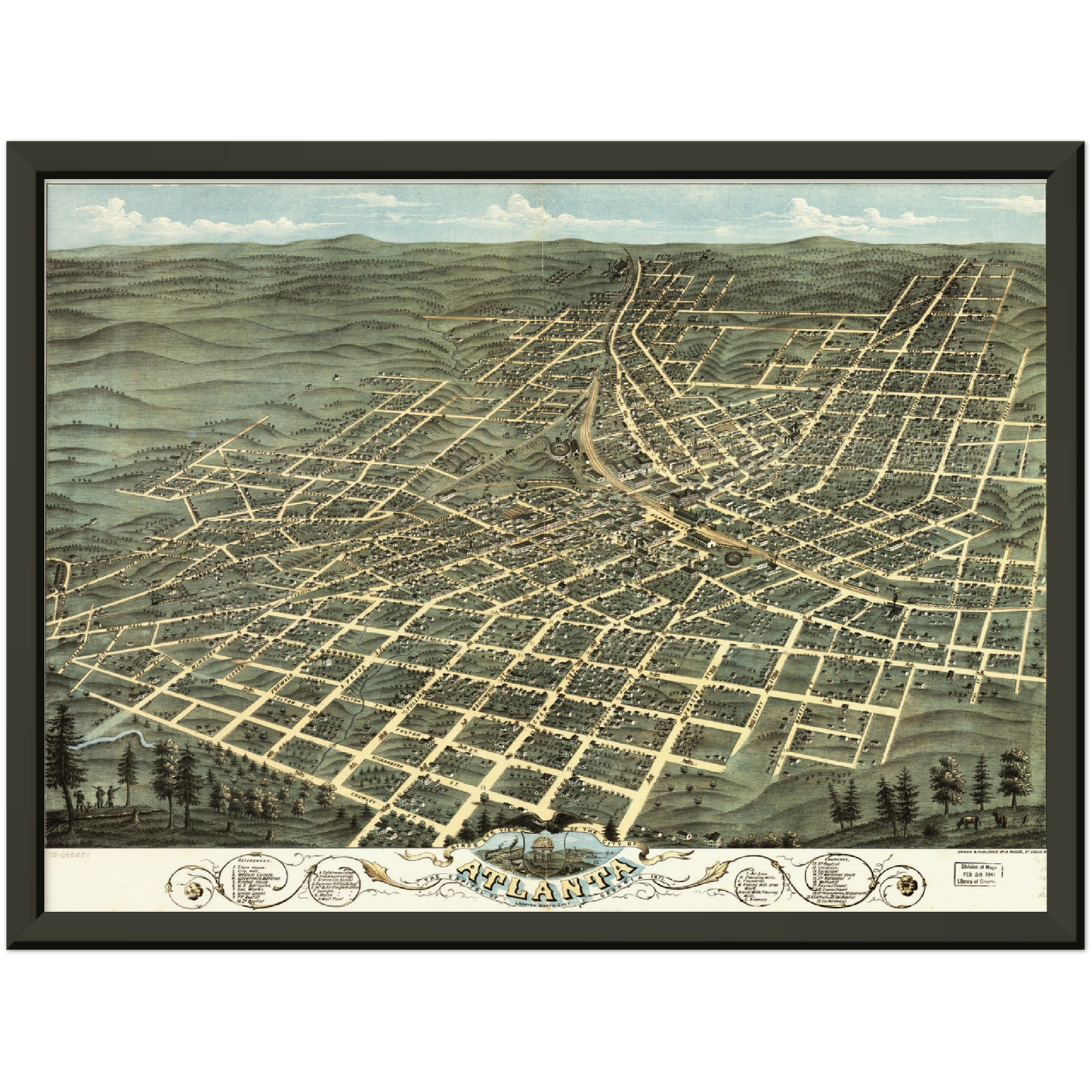 Historische Stadtansicht Atlanta um 1871