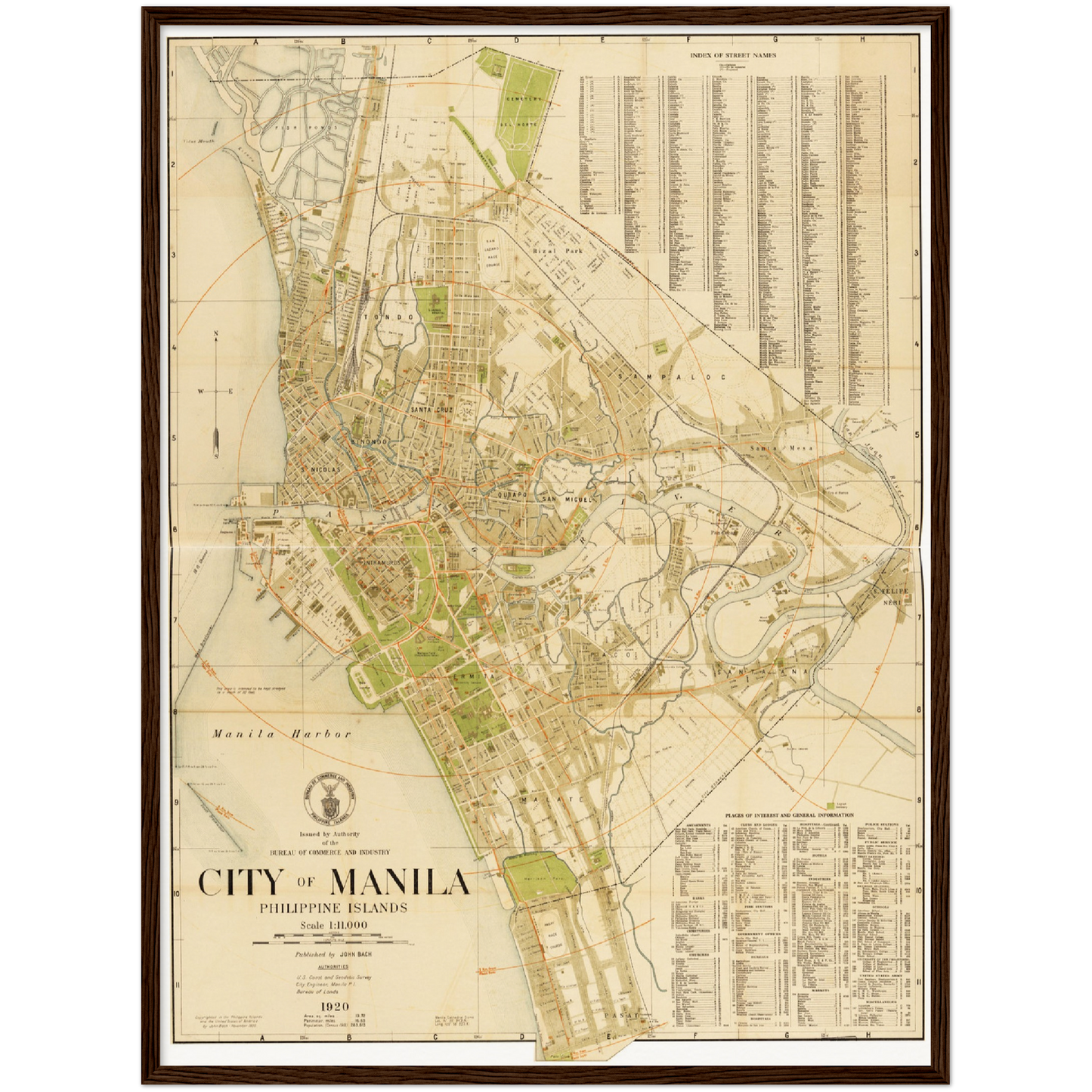 Historischer Stadtplan Manila um 1920