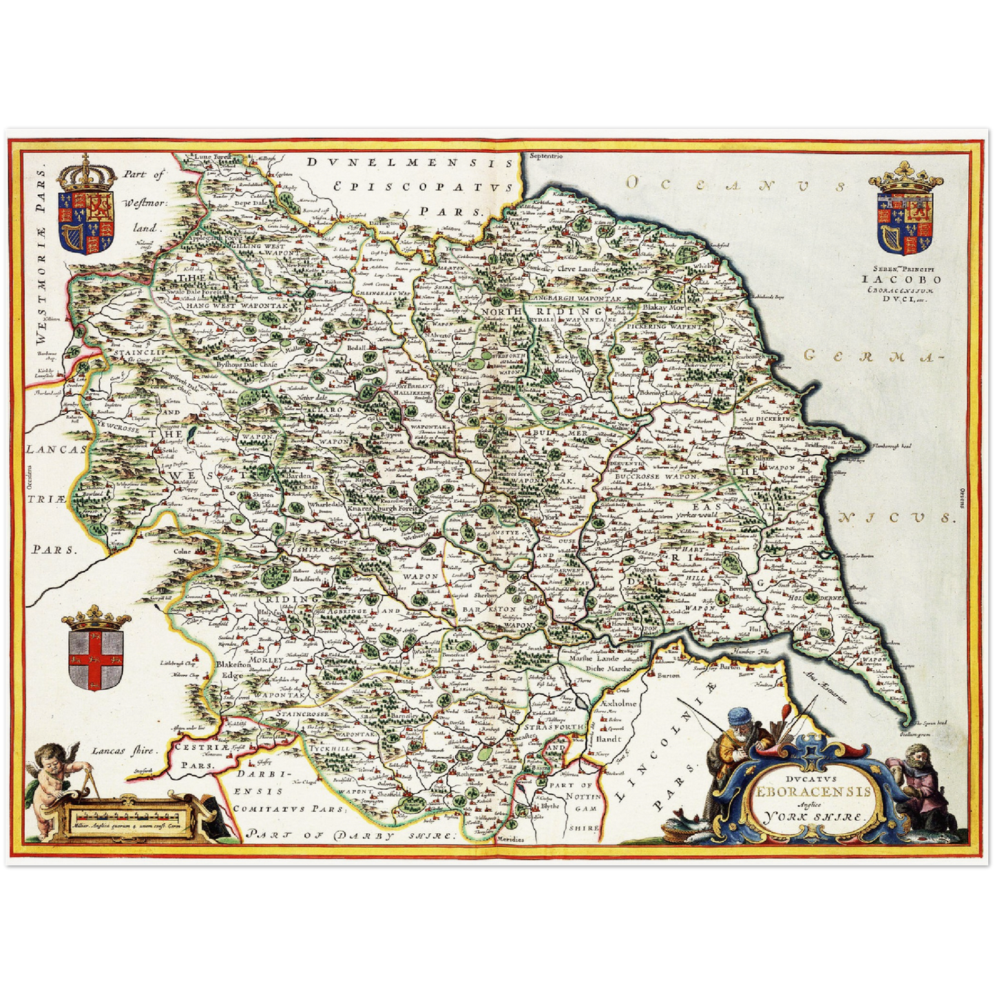 Historische Landkarte Yorkshire um 1646