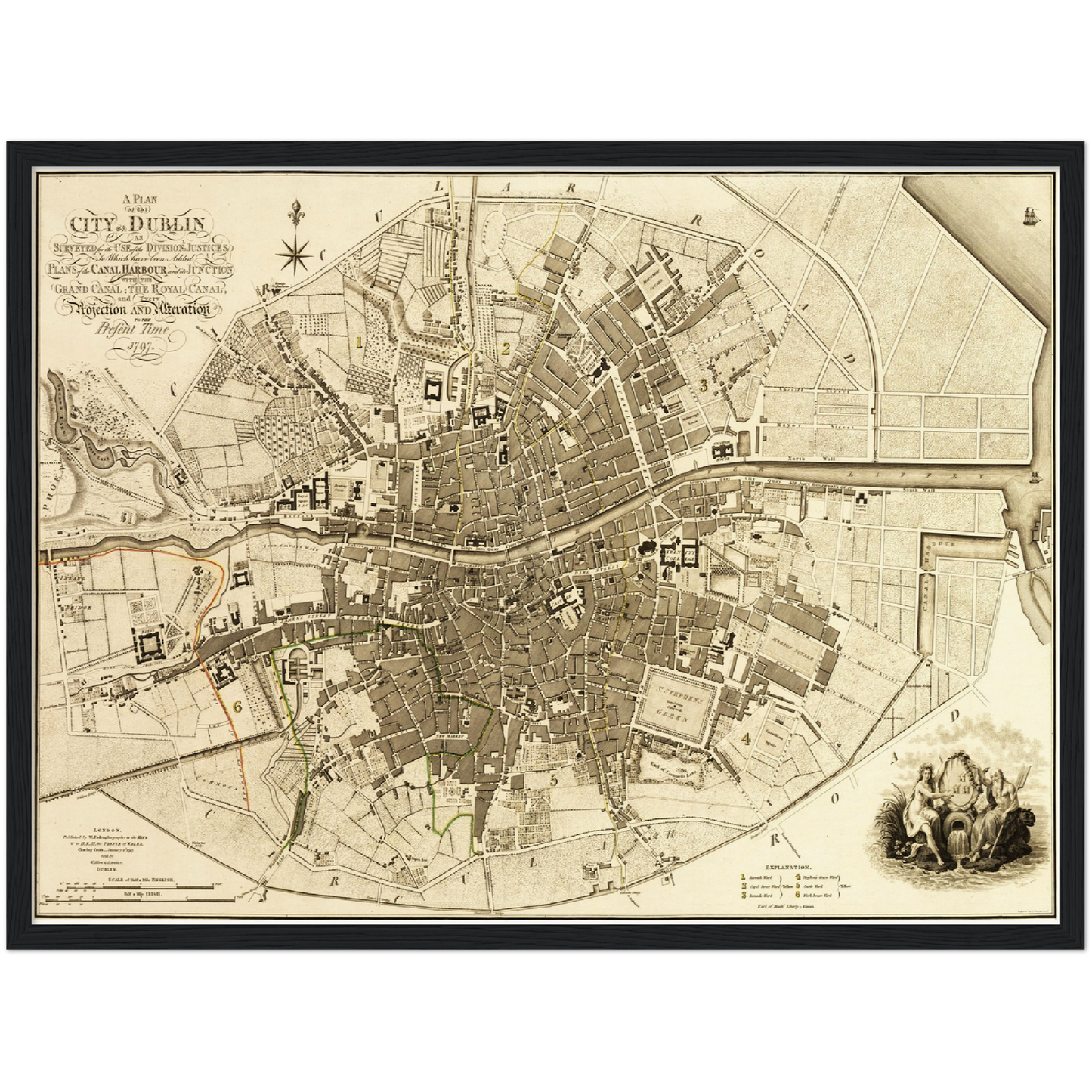 Historischer Stadtplan Dublin um 1797