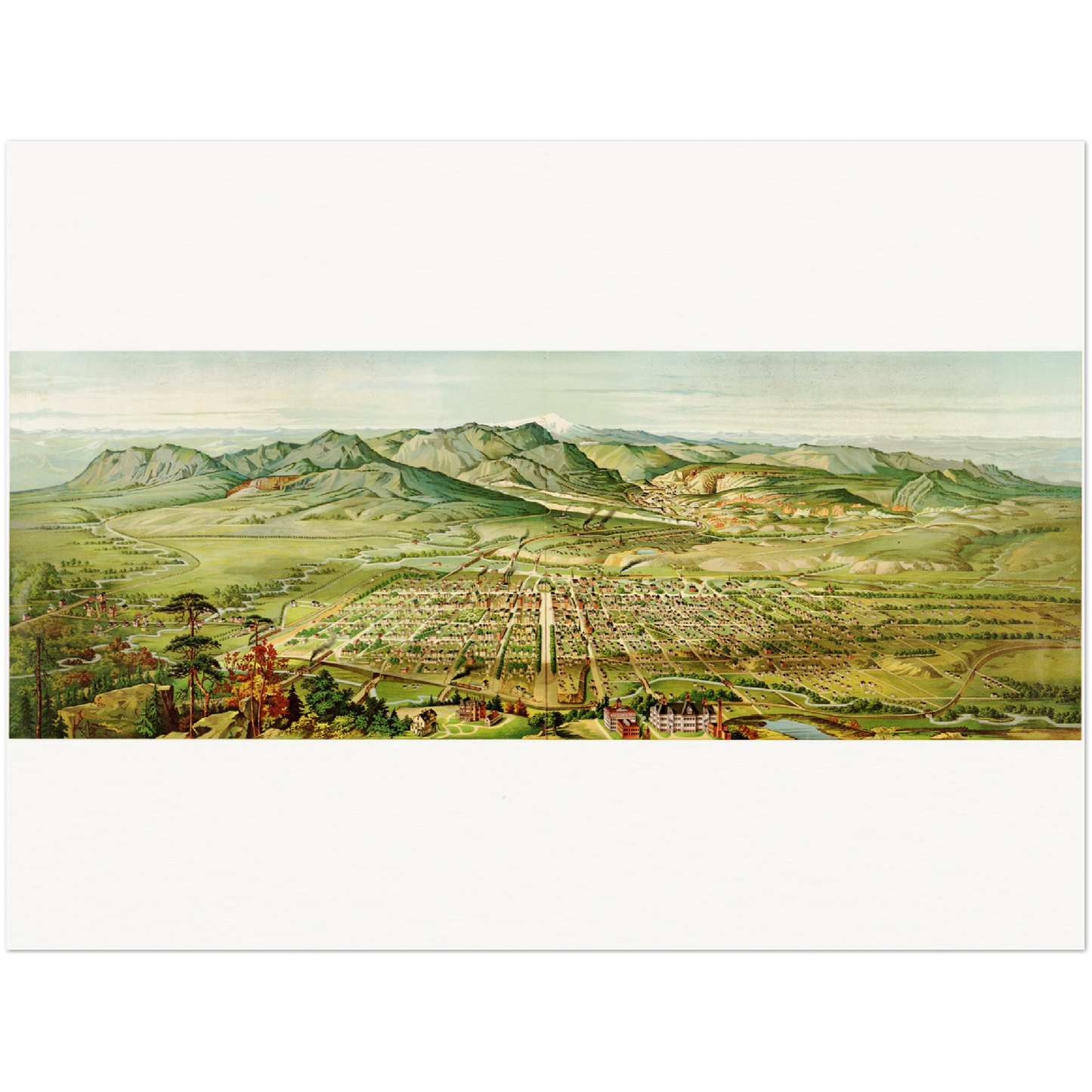 Historische Stadtansicht Colorado Springs um 1890