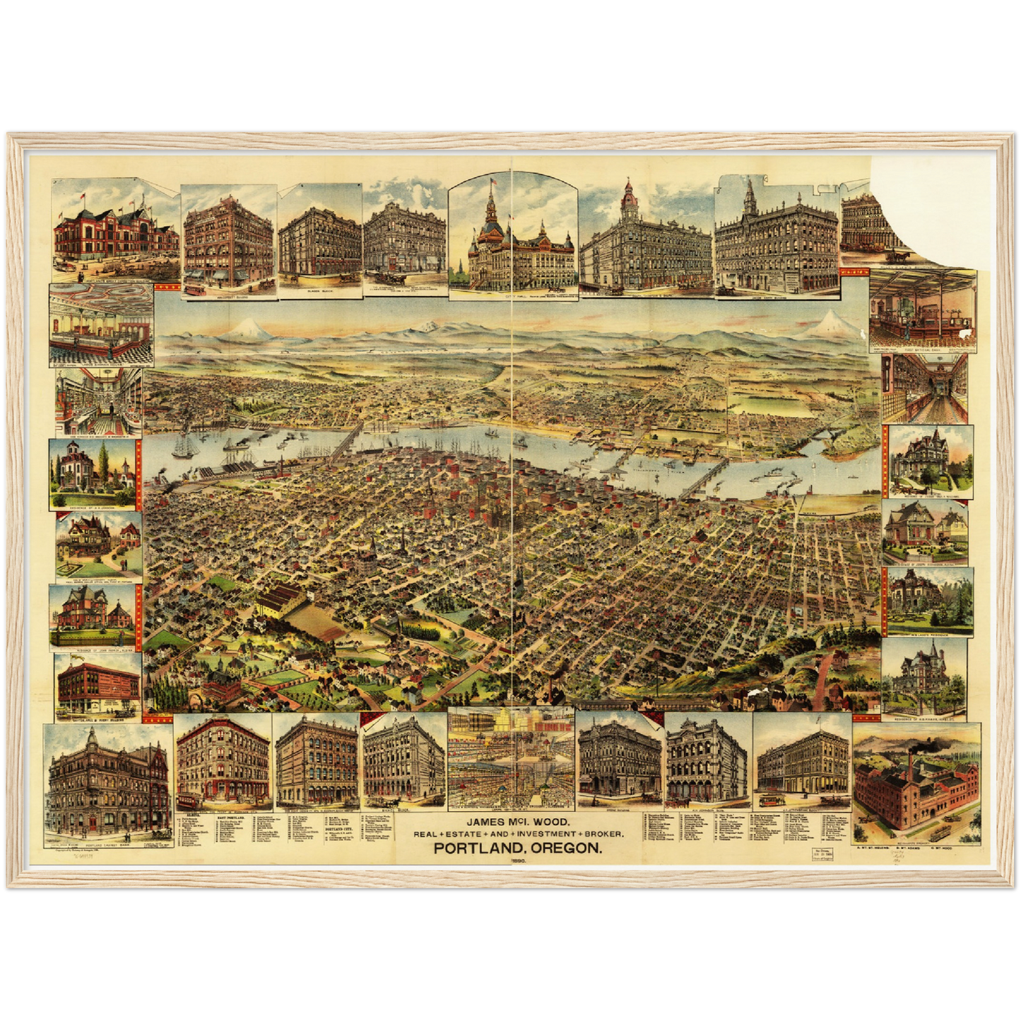 Historische Stadtansicht Portland um 1890