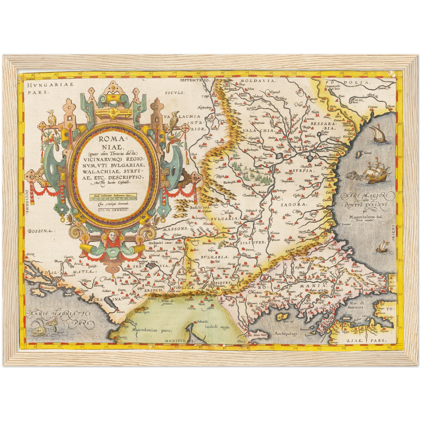 Historische Landkarte Rumänien um 1609