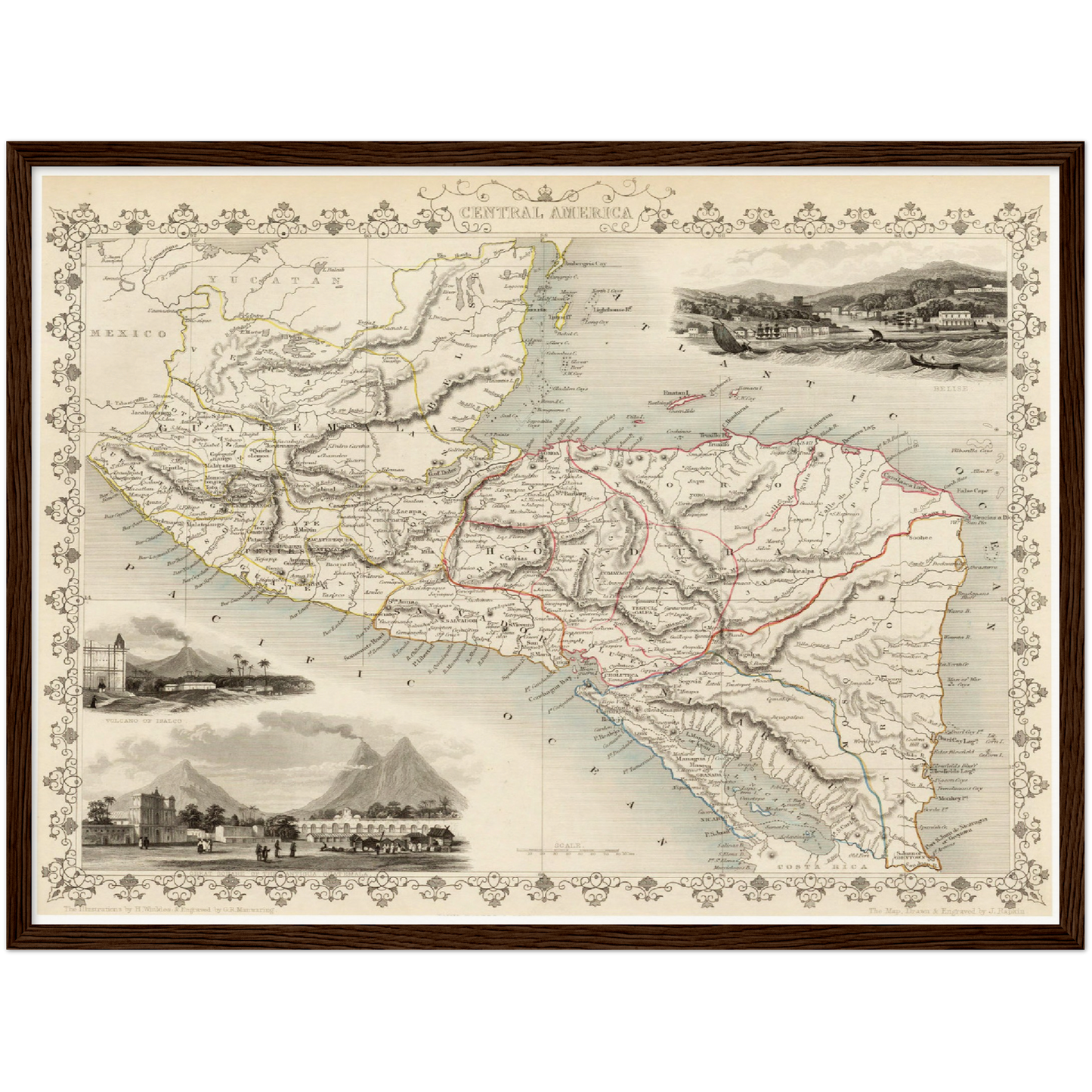Historische Landkarte Mittelamerika um 1850