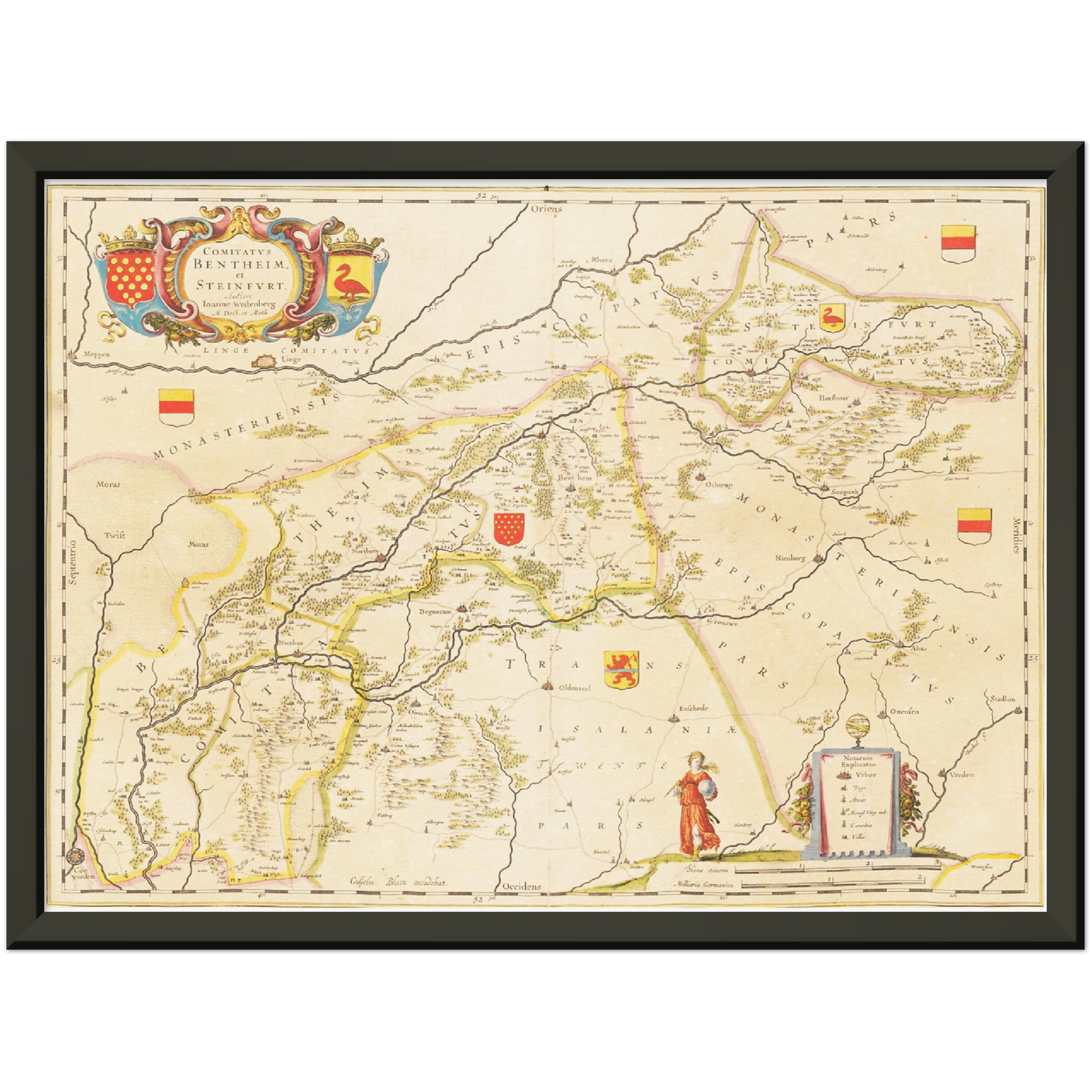 Historische Landkarte Grafschaft Bentheim um 1635