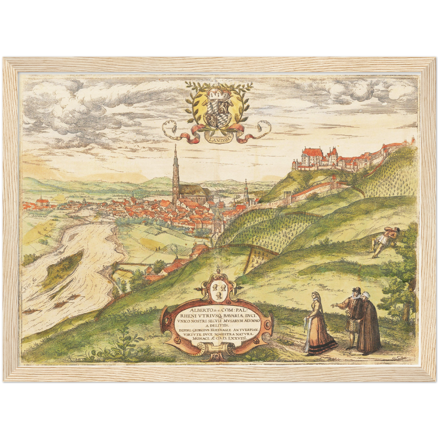 Historische Stadtansicht Landshut um 1582