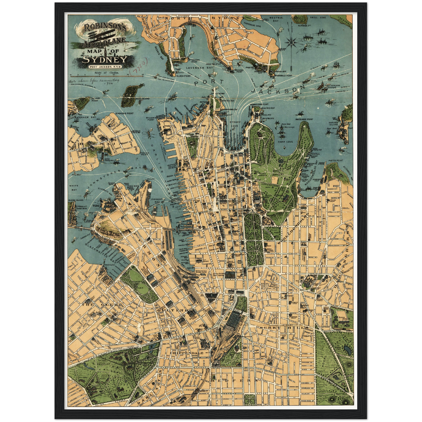 Historischer Stadtplan Sydney um 1922