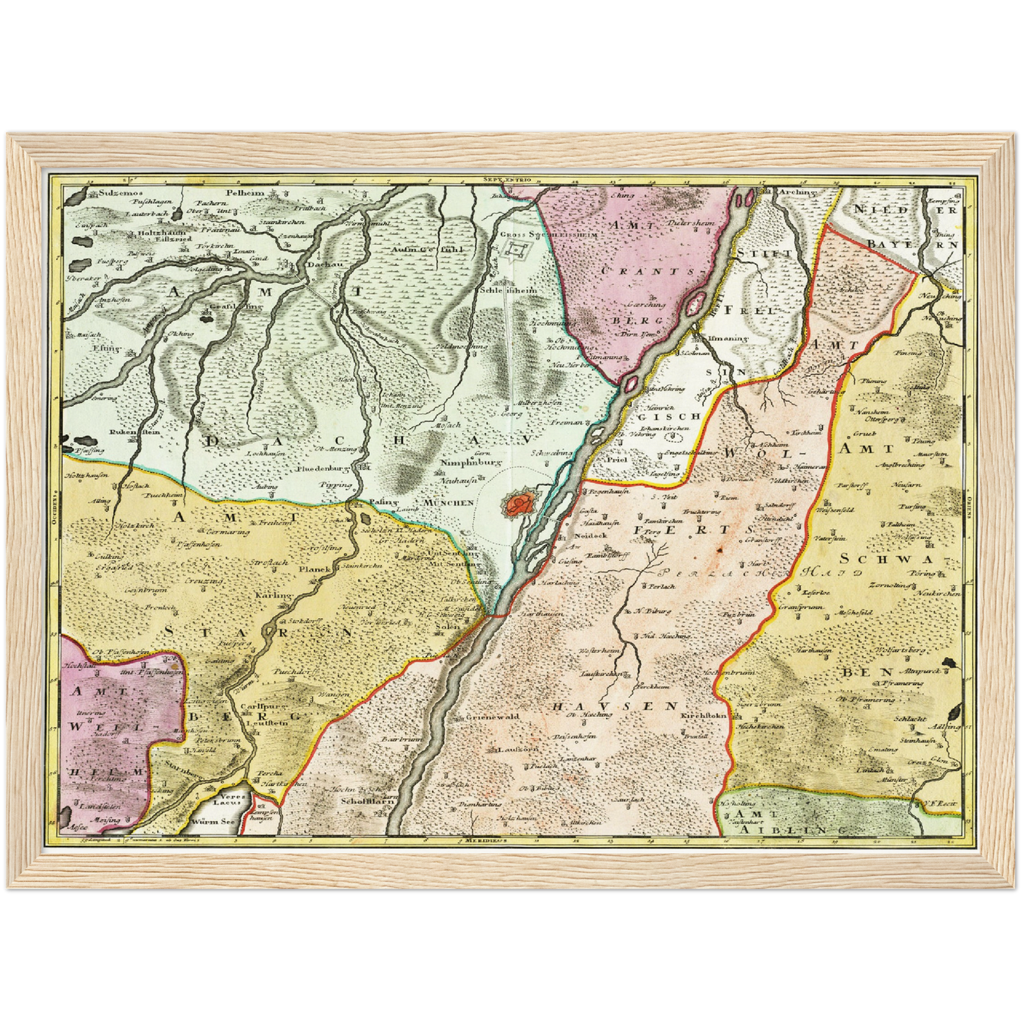 Historische Landkarte München um 1740