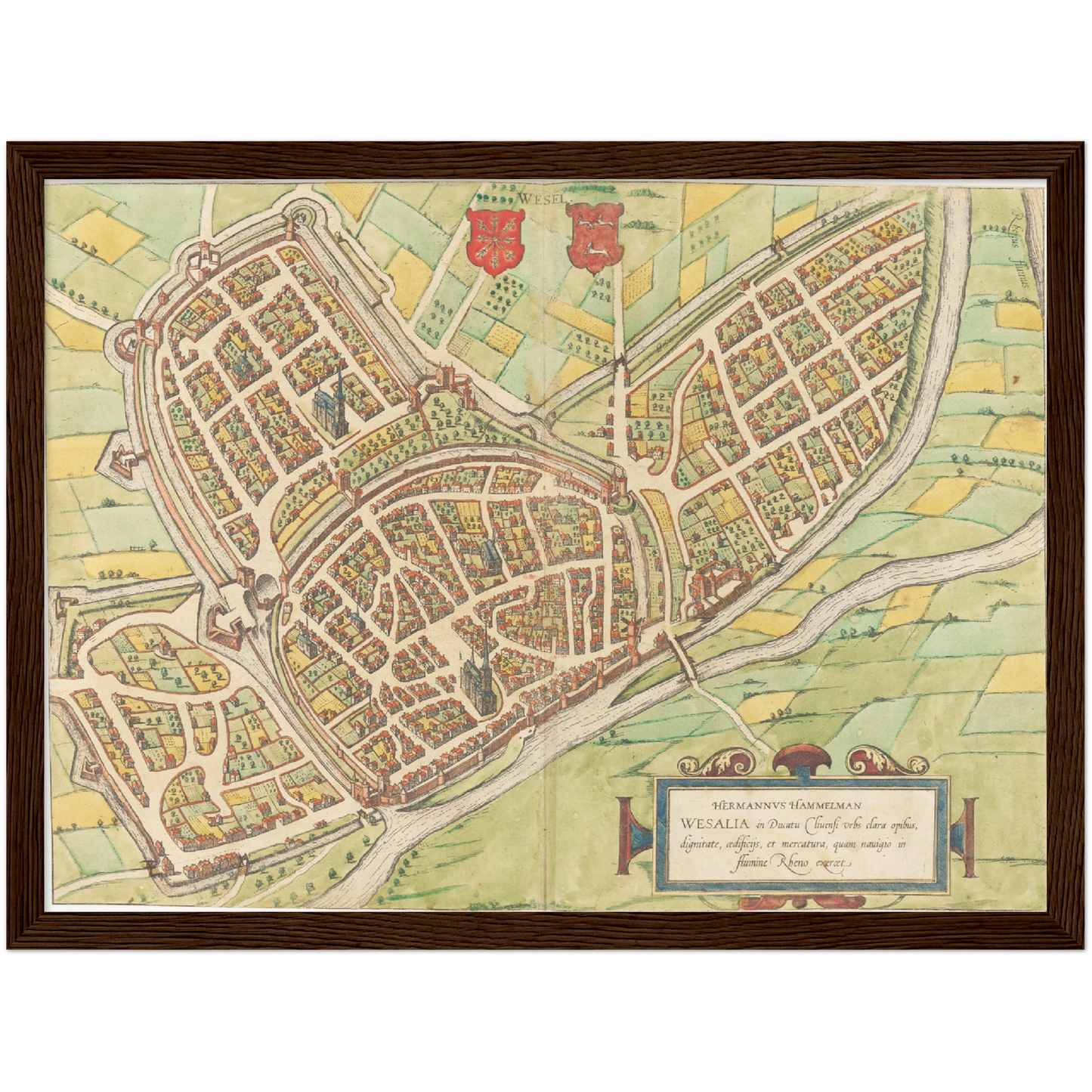 Historischer Stadtplan Wesel um 1592