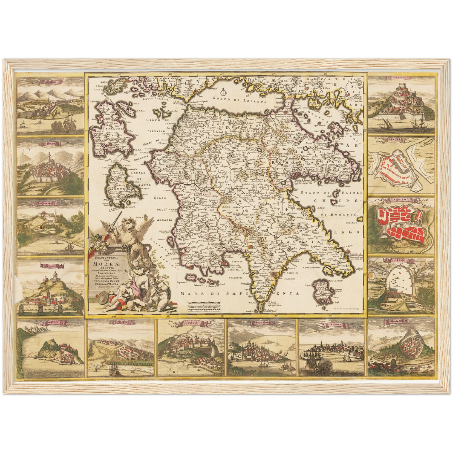 Historische Landkarte Peloponnes um 1698