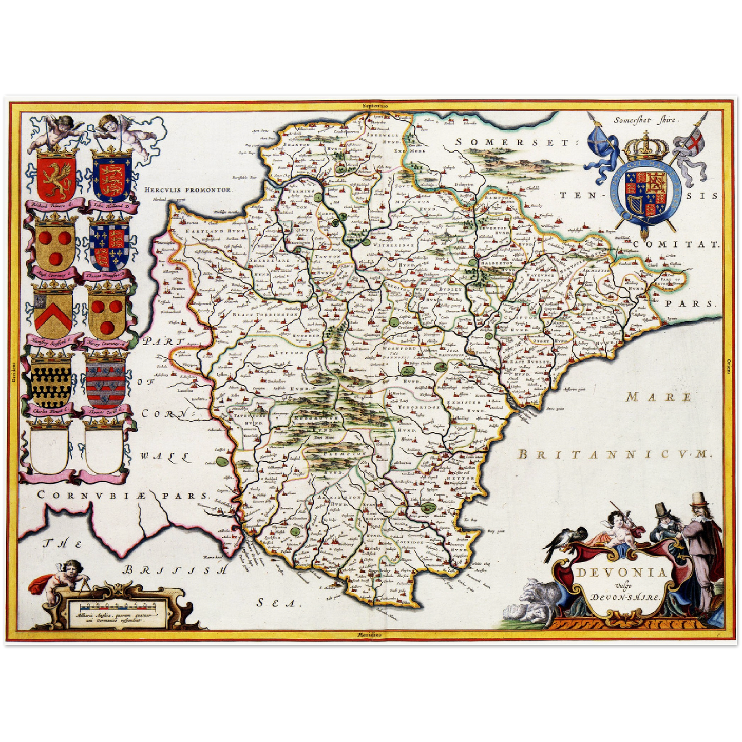 Historische Landkarte Devon um 1646