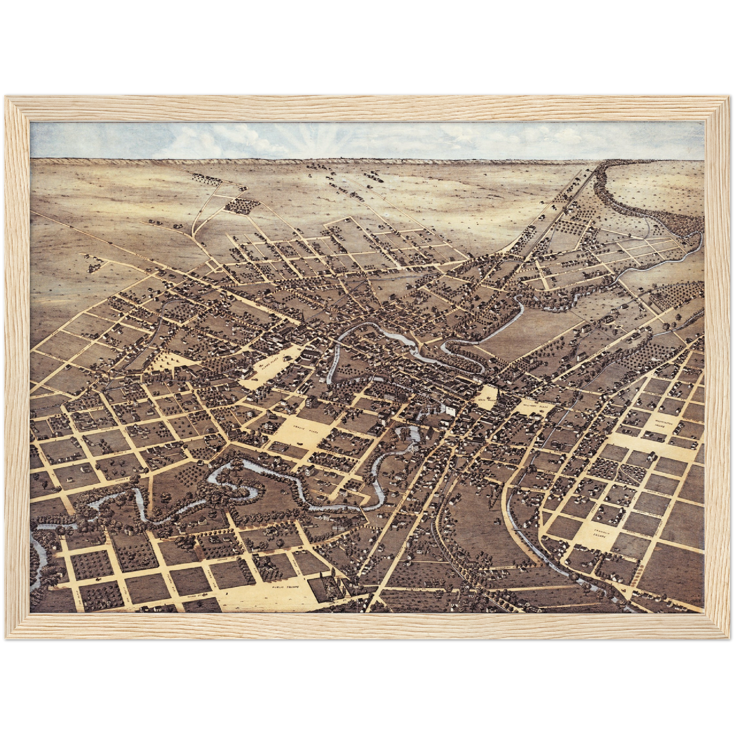 Historische Stadtansicht San Antonio um 1873