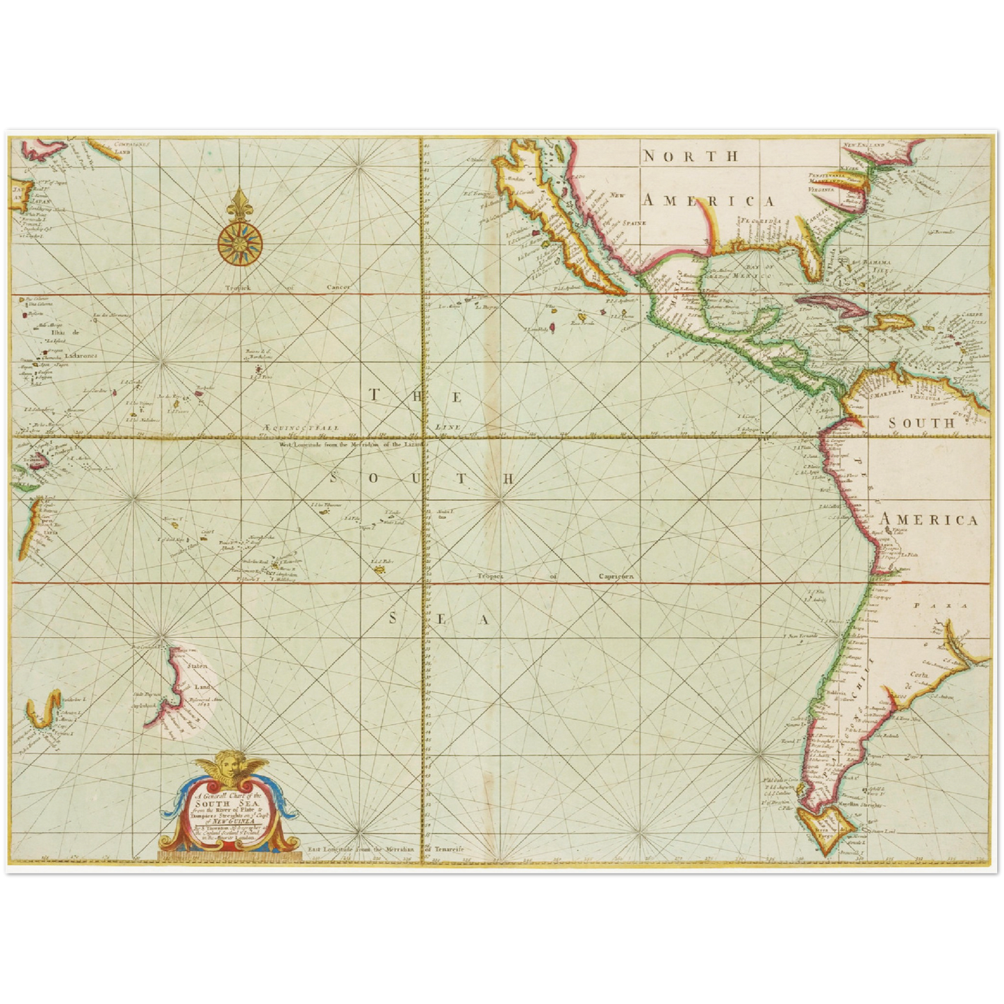 Historische Landkarte Ozeanien um 1705