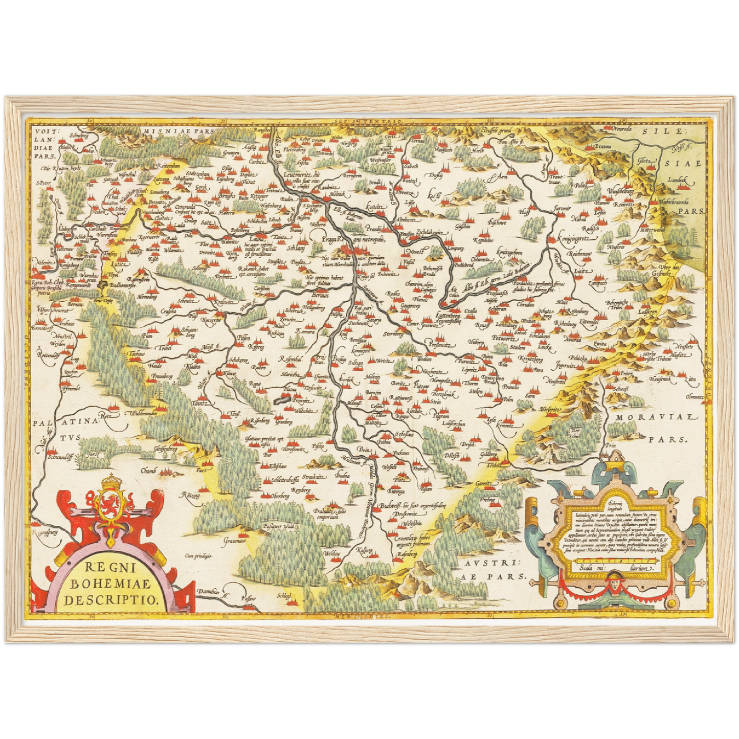 Historische Landkarte Böhmen um 1609