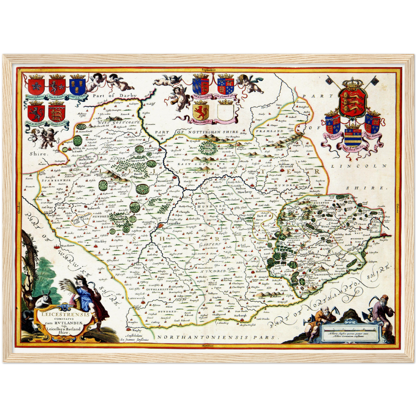 Historische Landkarte Leicestershire um 1646