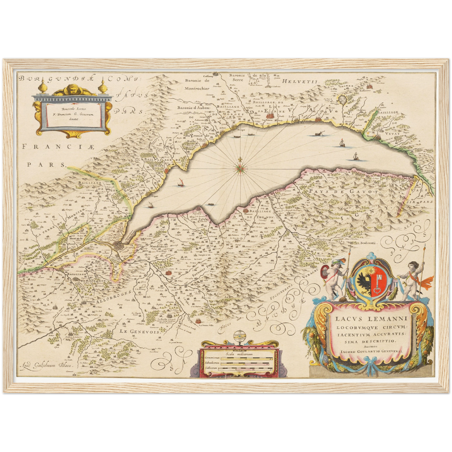 Historische Landkarte Genfer See um 1635