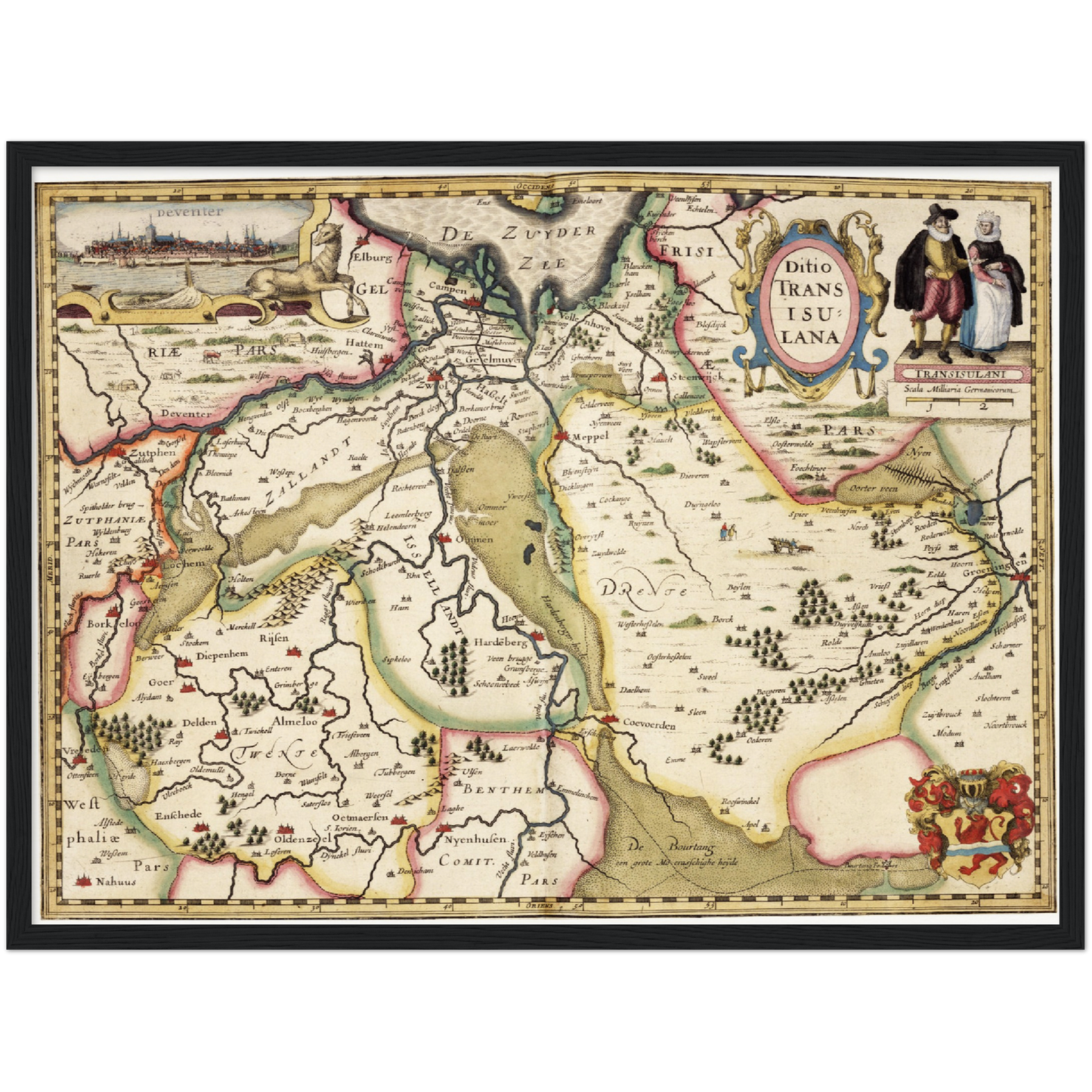 Historische Landkarte Provinz Overijssel um 1617
