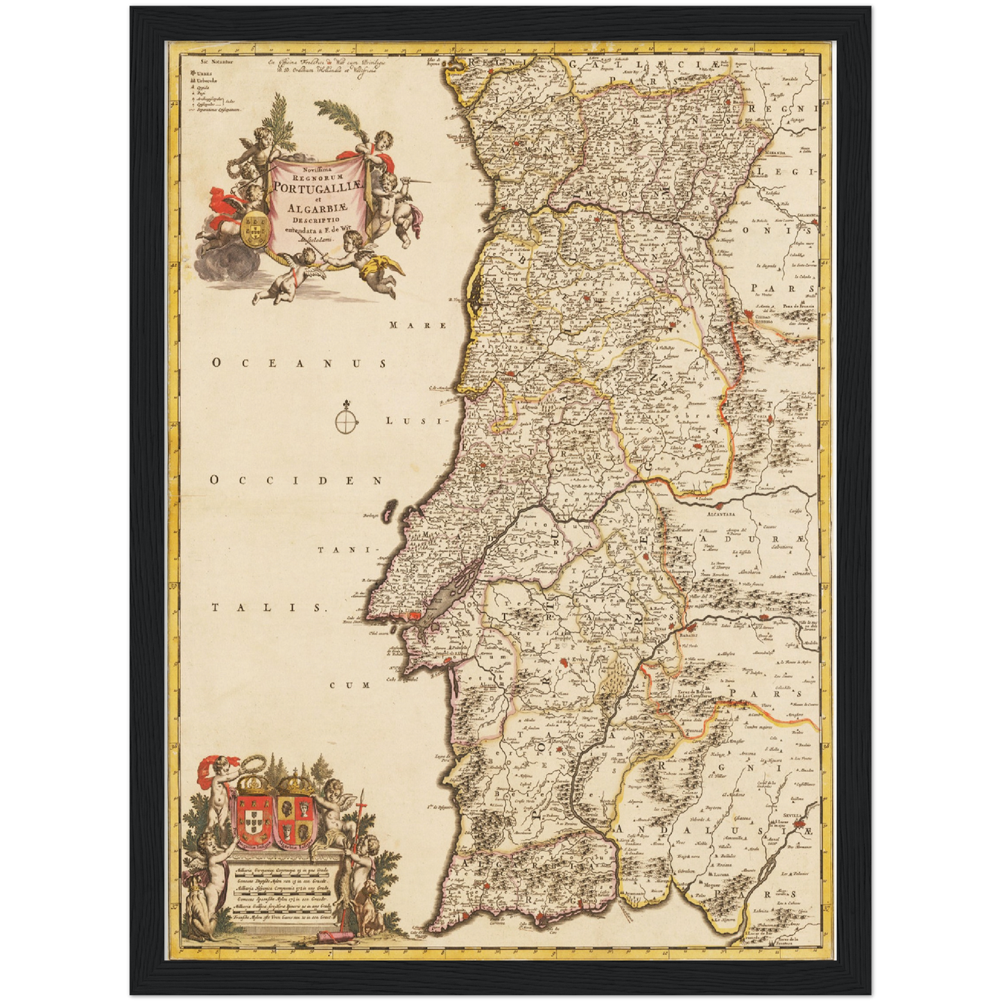 Historische Landkarte Portugal um 1698