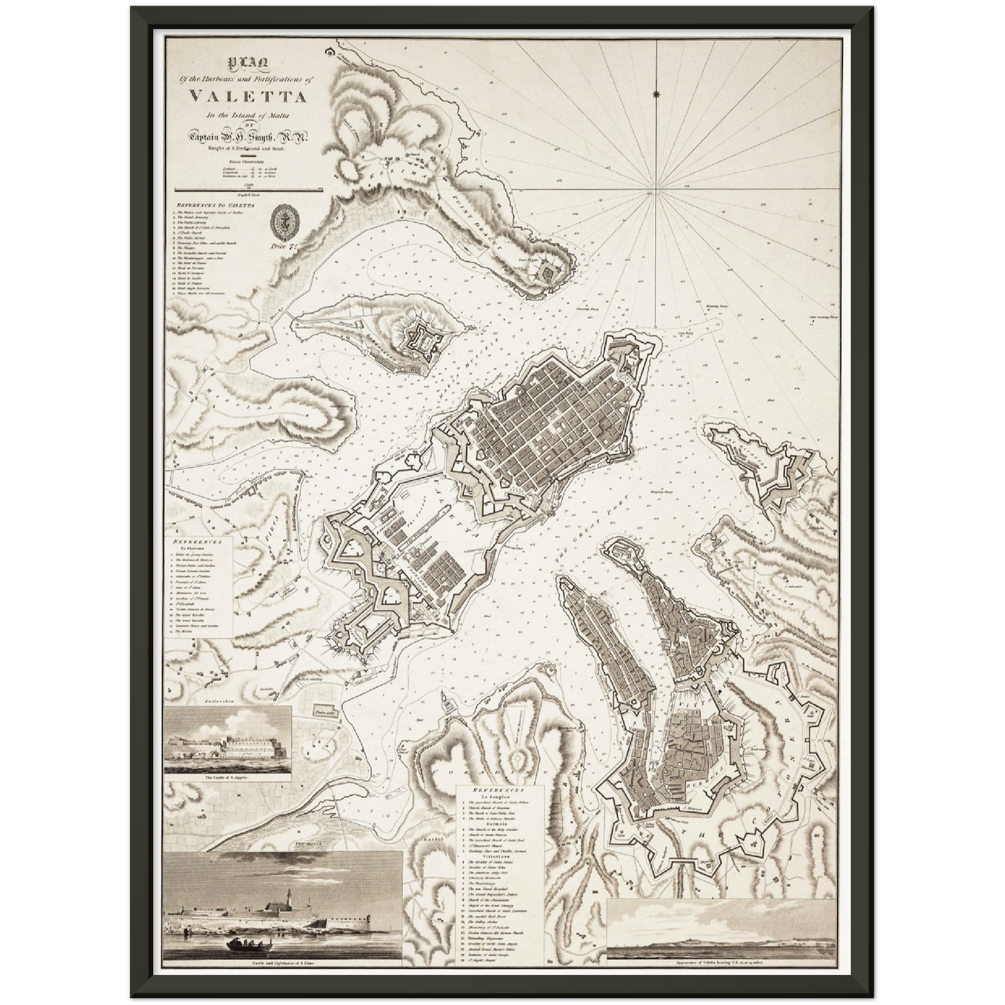 Historischer Stadtplan Valetta um 1821