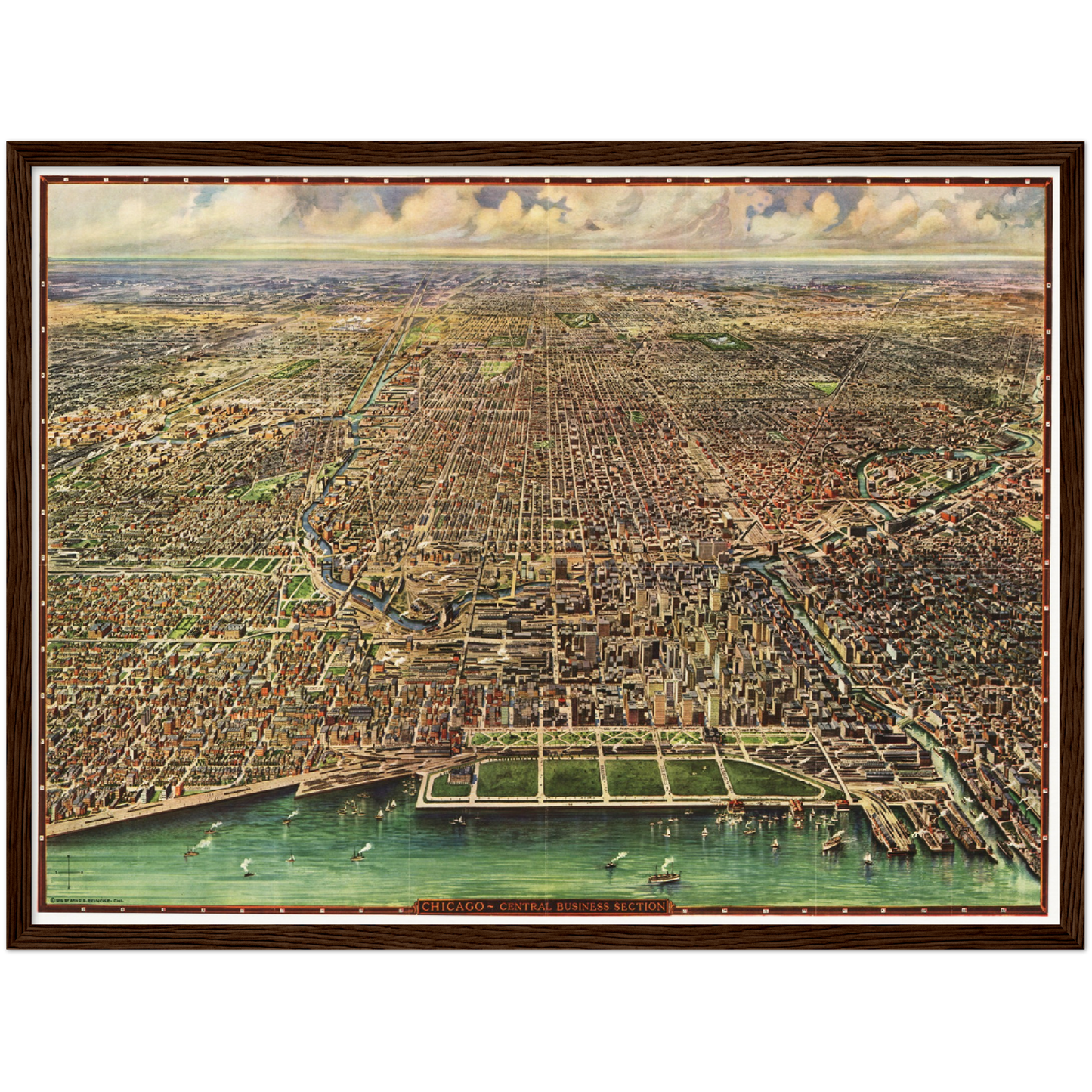 Historische Stadtansicht Chicago um 1918