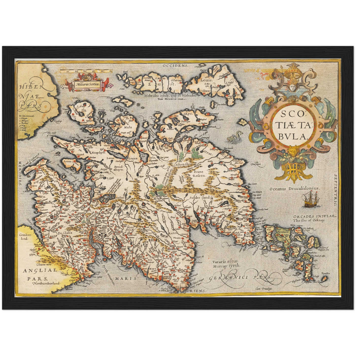 Historische Landkarte Schottland um 1609
