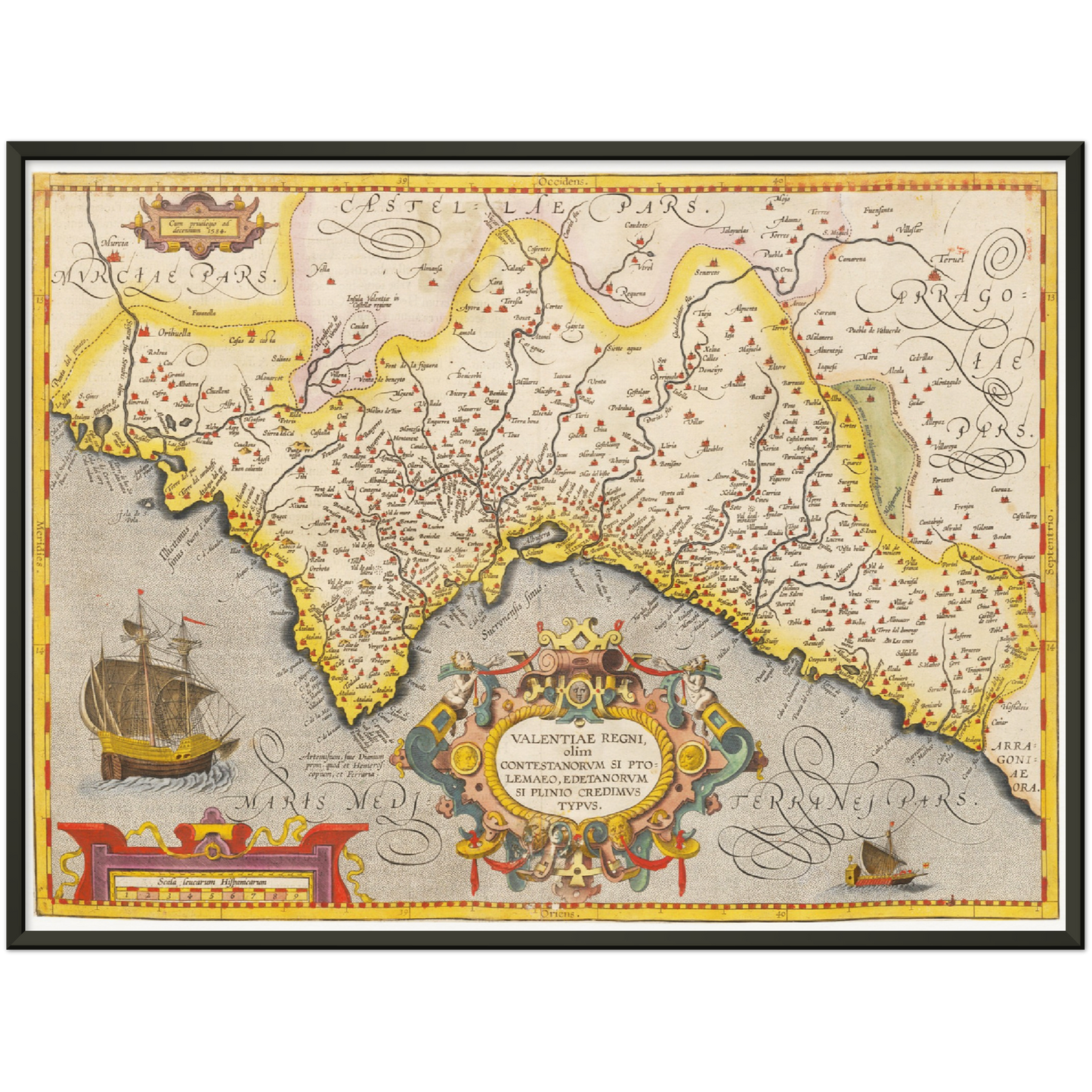 Historische Landkarte Valencia um 1609