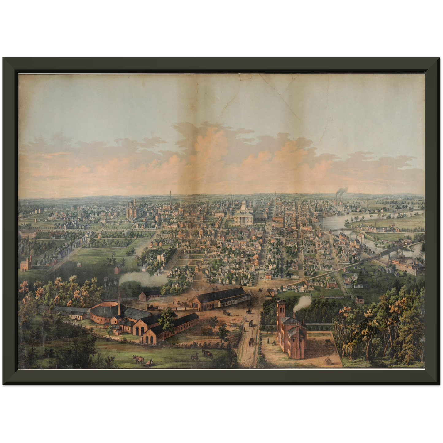 Historische Stadtansicht Columbus um 1861