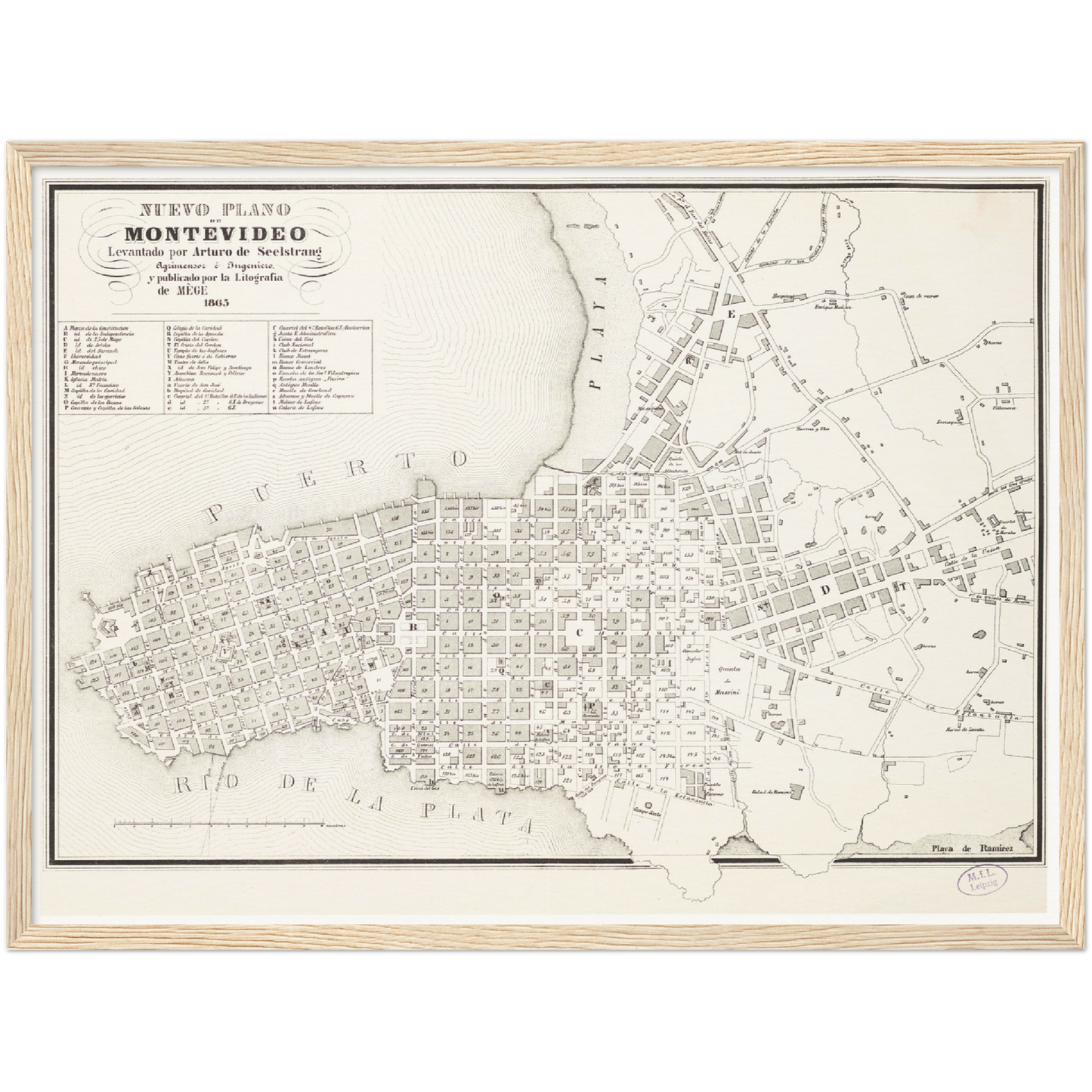 Historischer Stadtplan Montevideo um 1865