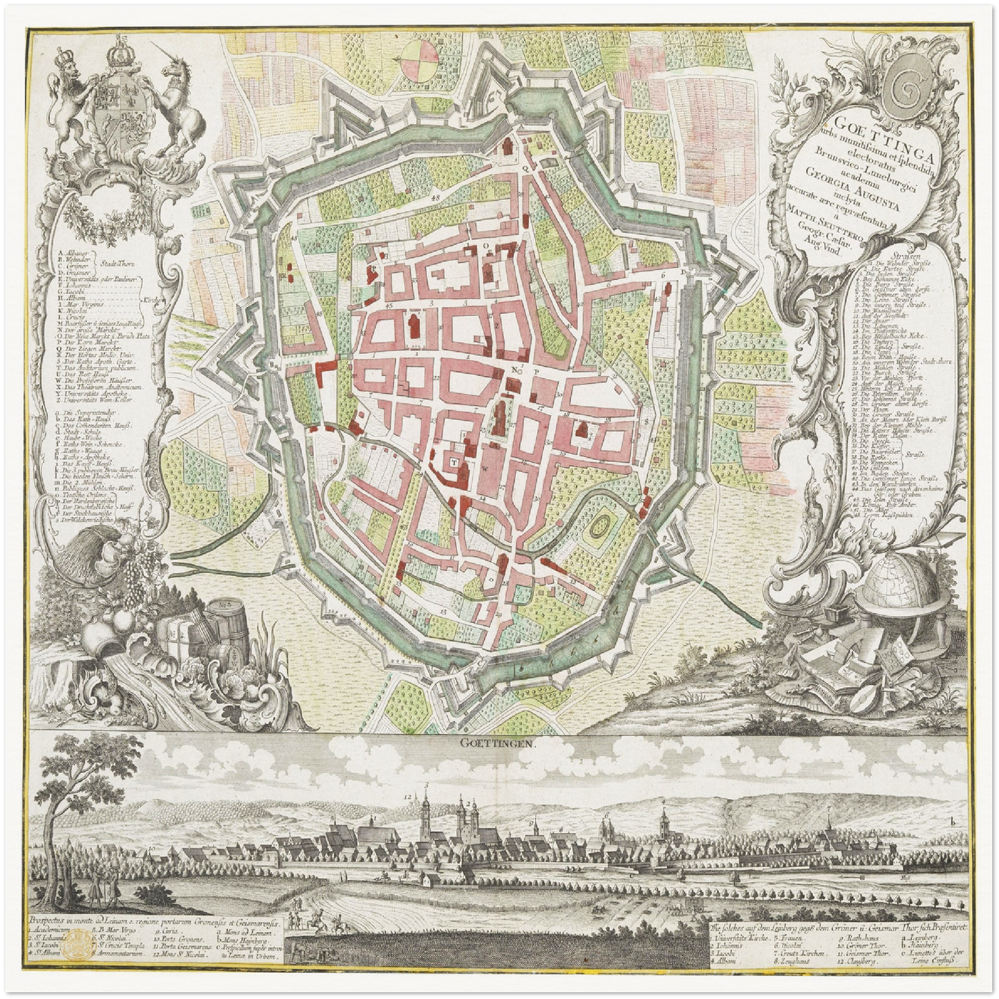 Historischer Stadtplan Göttingen um 1737