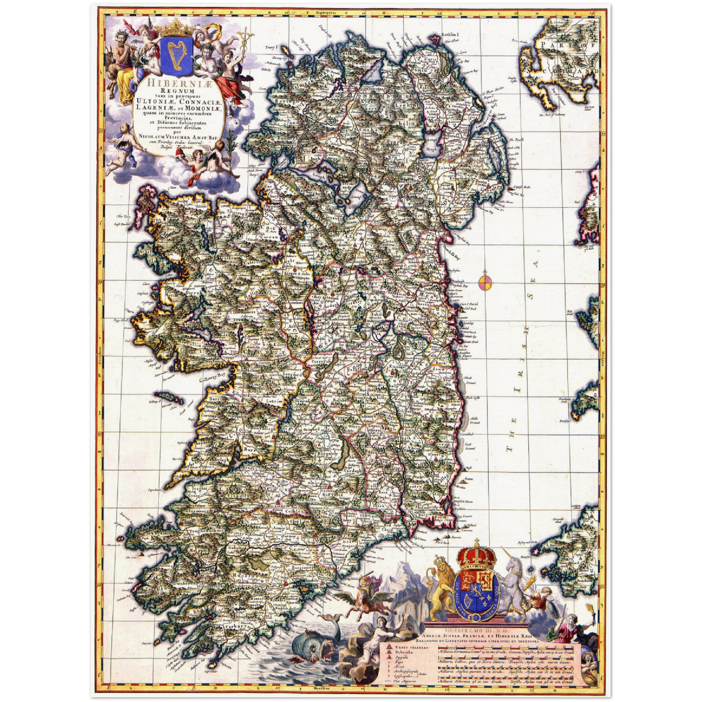 Historische Landkarte Irland um 1646