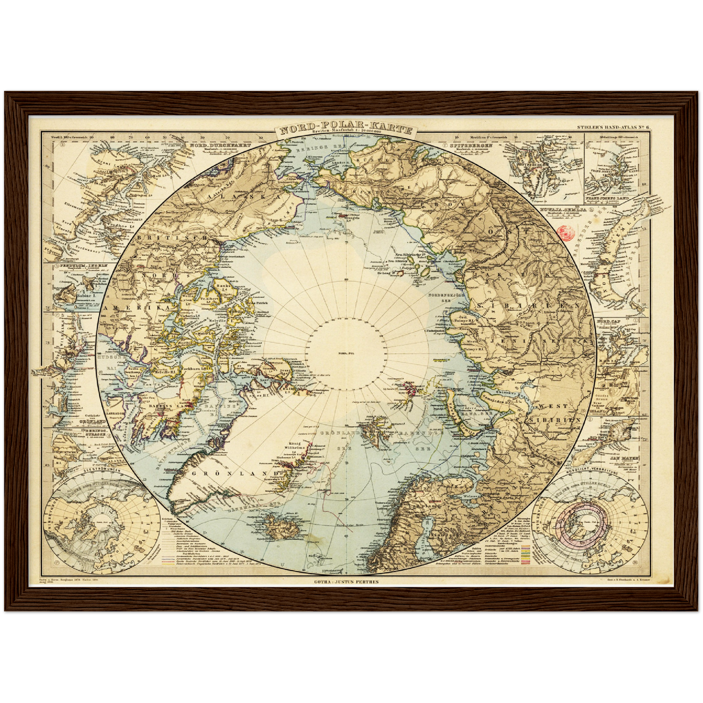 Historische Landkarte Arktis um 1885
