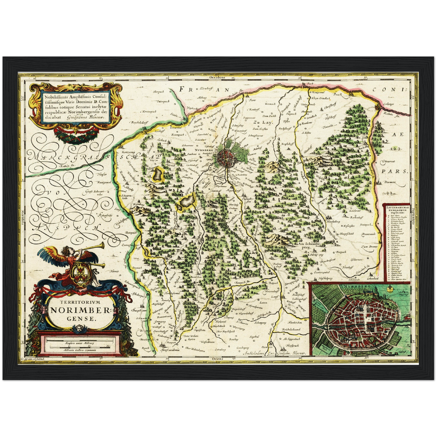 Historische Landkarte Nürnberg um 1647