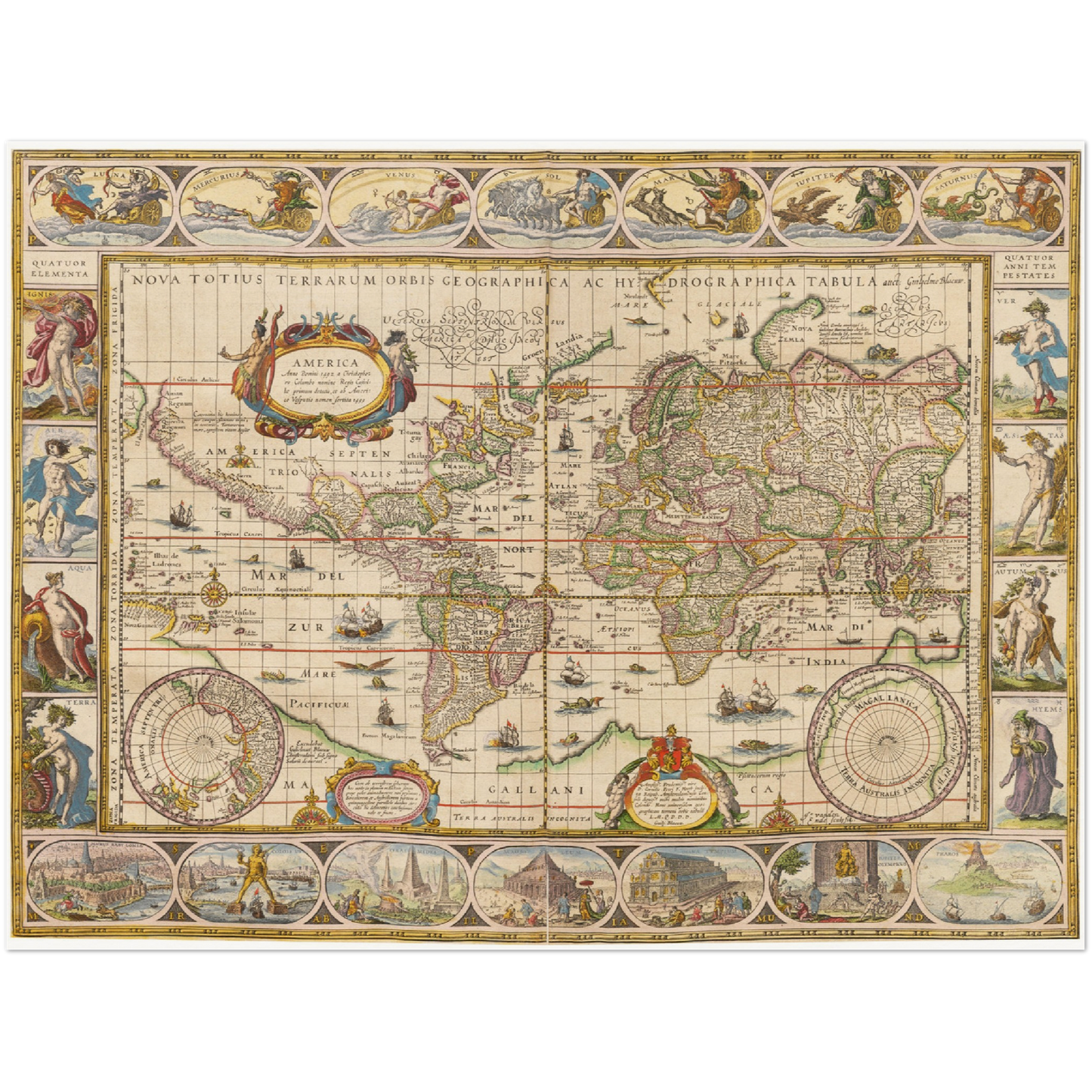 Historische Weltkarte um 1635