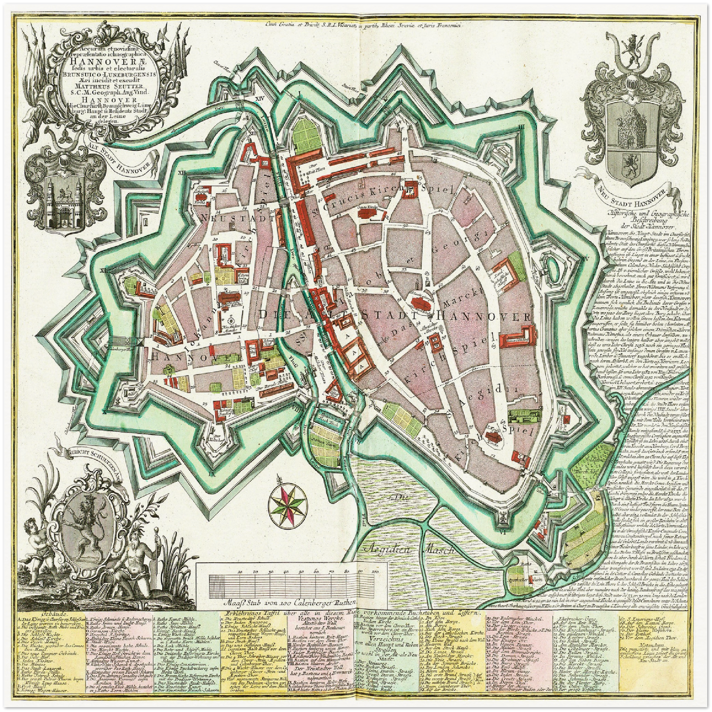 Historischer Stadtplan Hannover um 1735