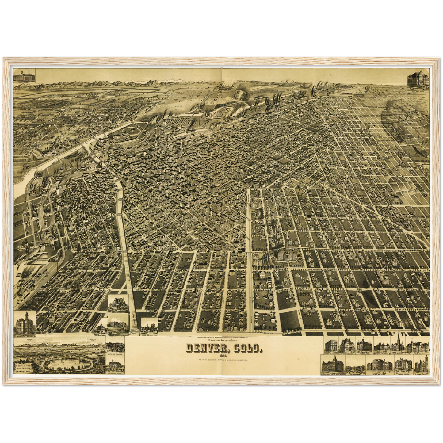 Historische Stadtansicht Denver um 1889