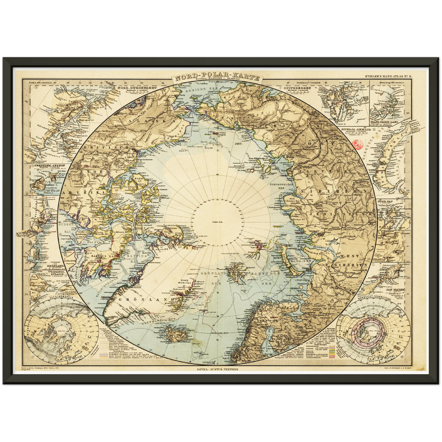 Historische Landkarte Arktis um 1885