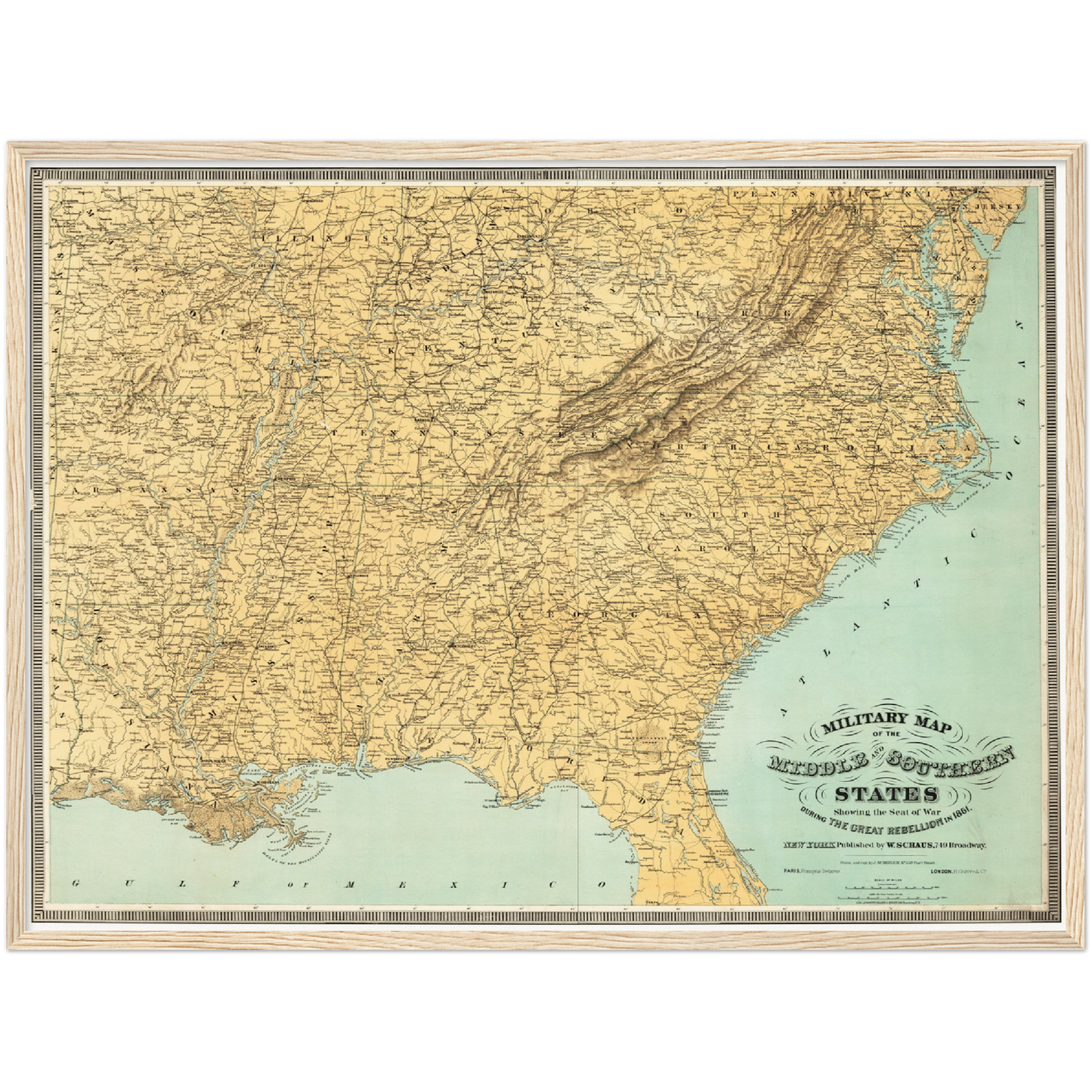 Historische Landkarte Konfederierte USA um 1861