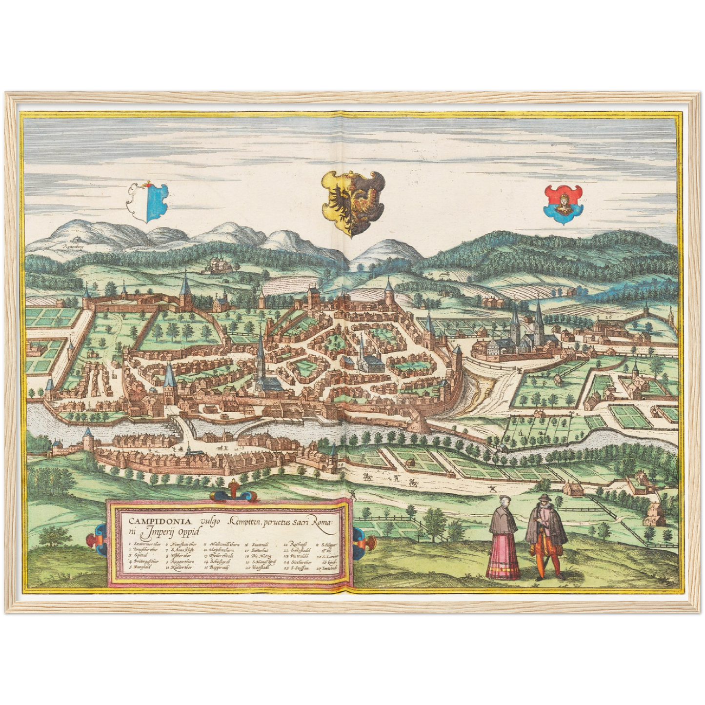 Historische Stadtansicht Kempten um 1575