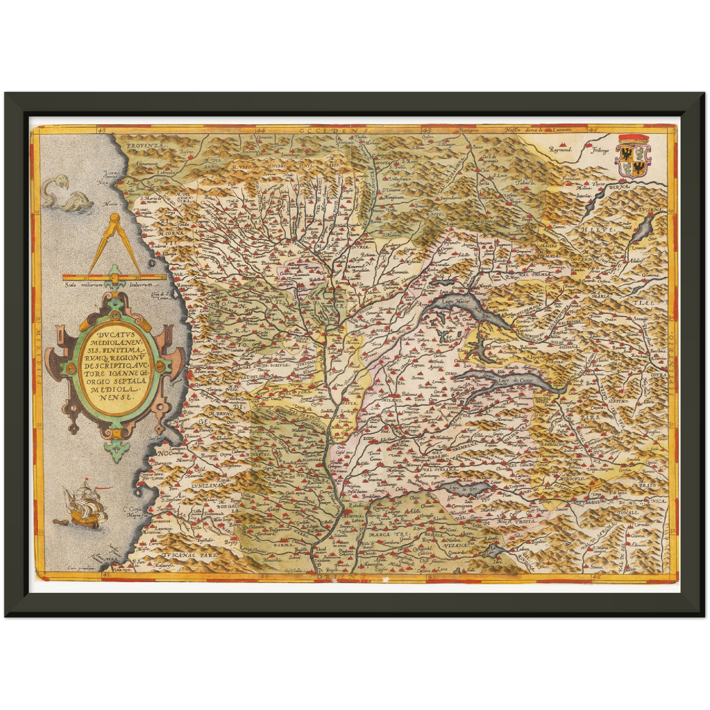 Historische Landkarte Lombardei um 1609