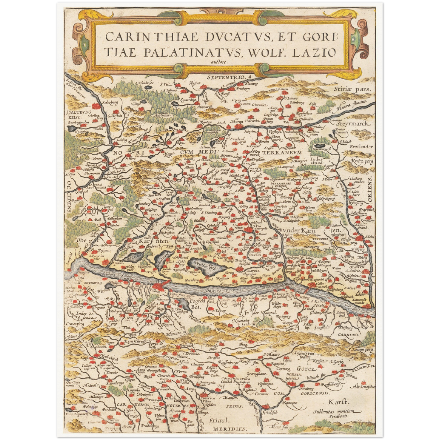 Historische Landkarte Kärnten um 1609