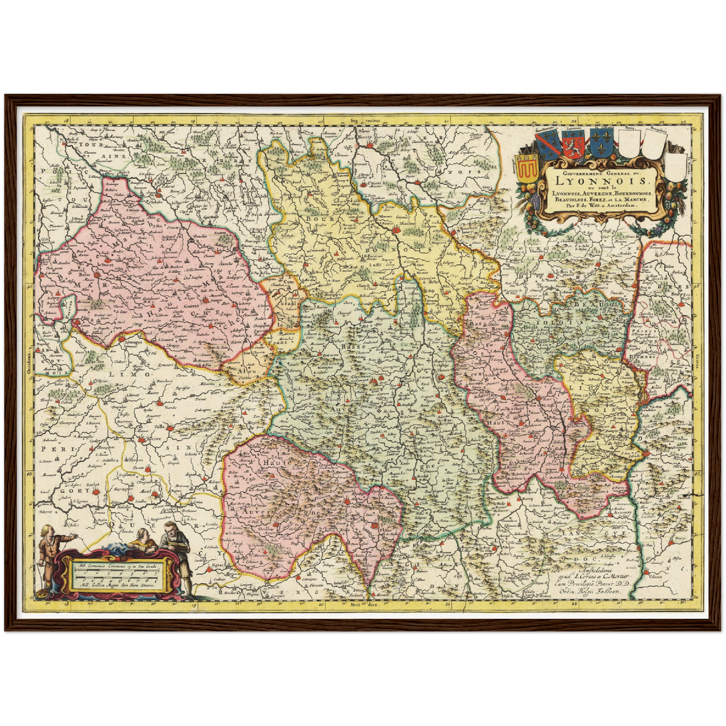 Historische Landkarte Auvergne um 1720