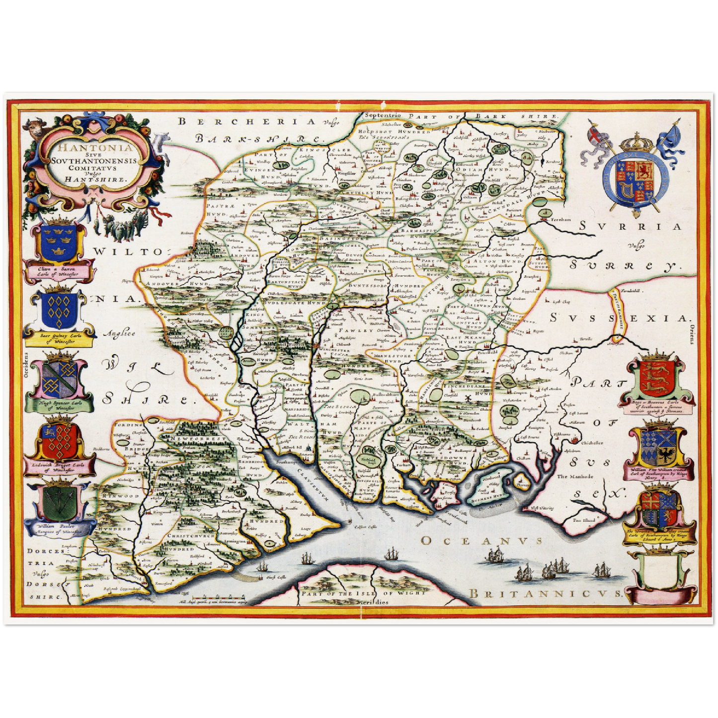 Historische Landkarte Hampshire um 1646