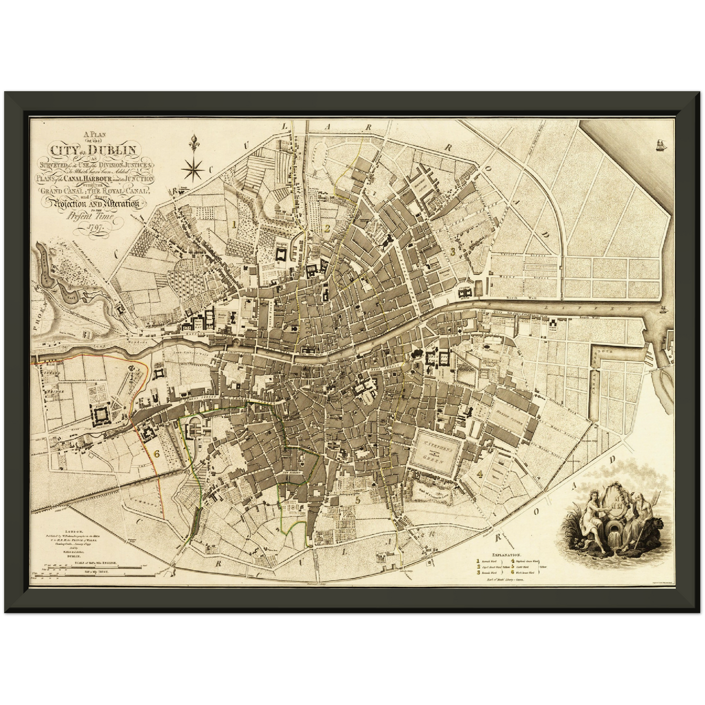 Historischer Stadtplan Dublin um 1797