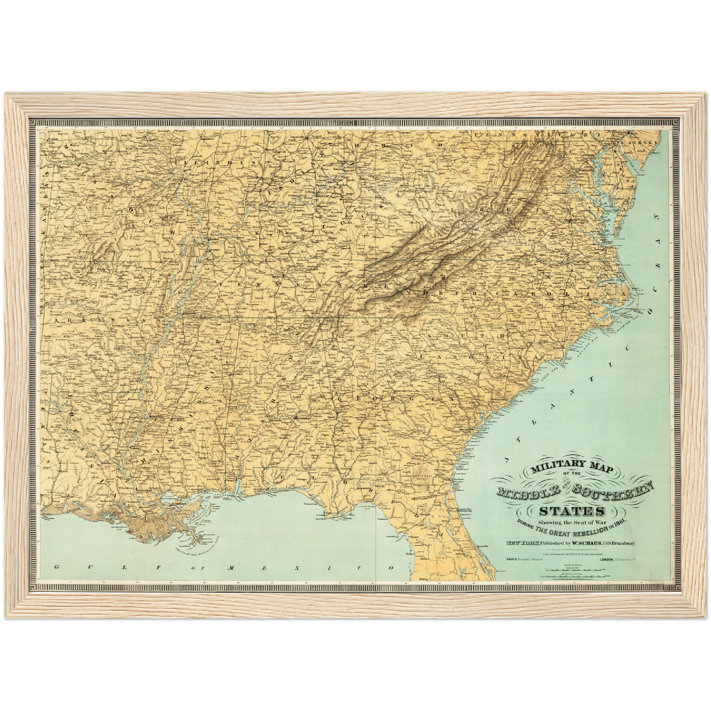 Historische Landkarte Konfederierte USA um 1861