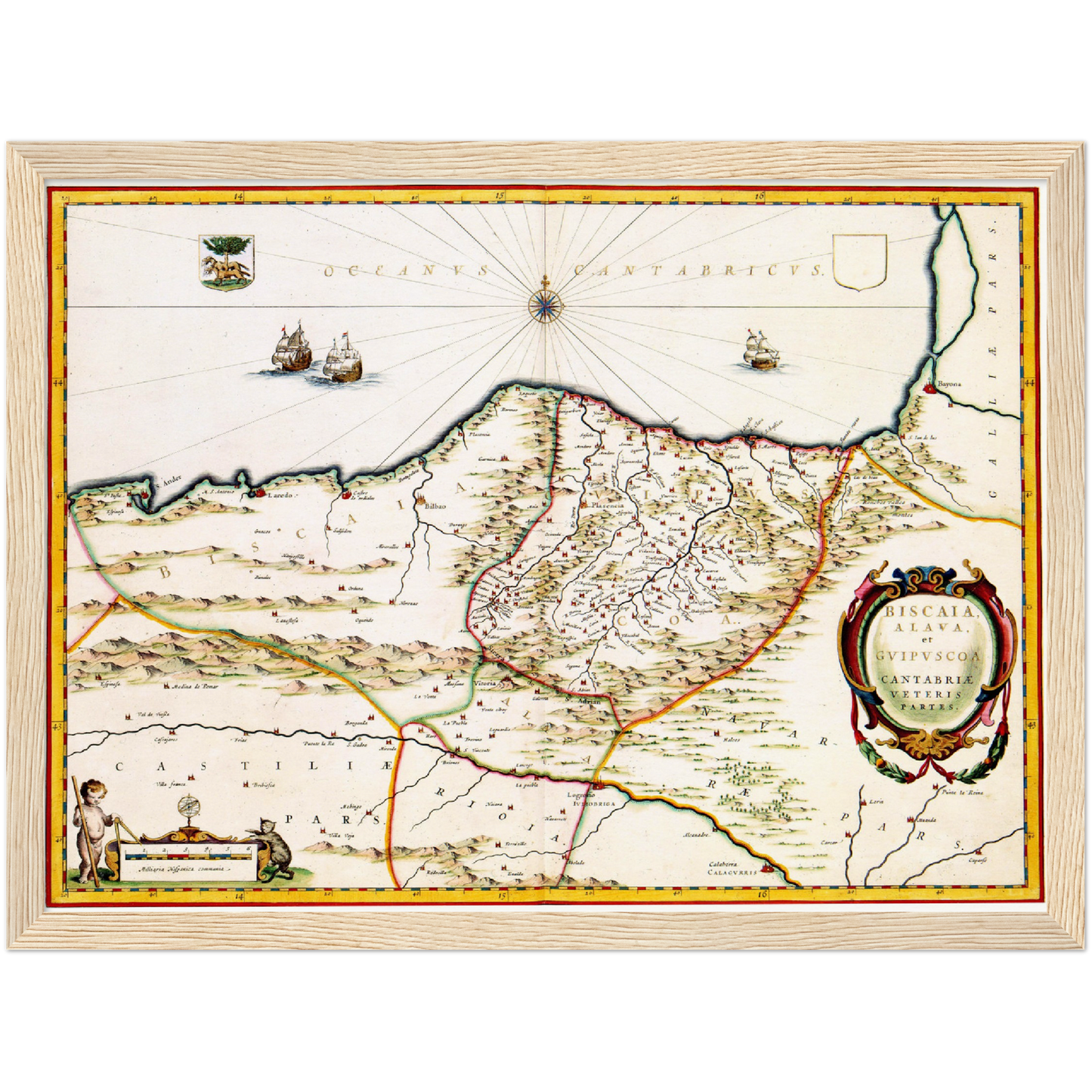 Historische Landkarte Kantabrien & Baskenland um 1690