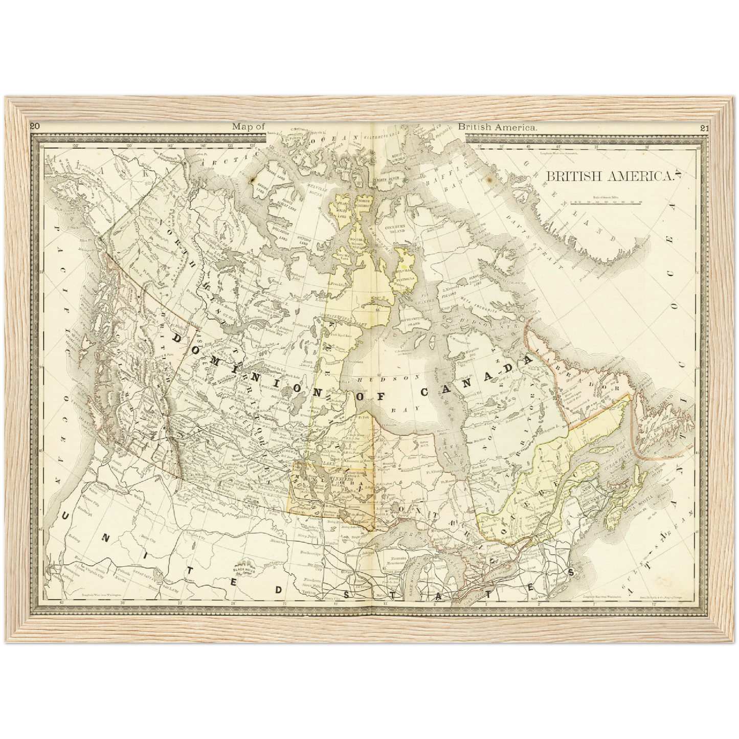 Historische Landkarte Kanada um 1882